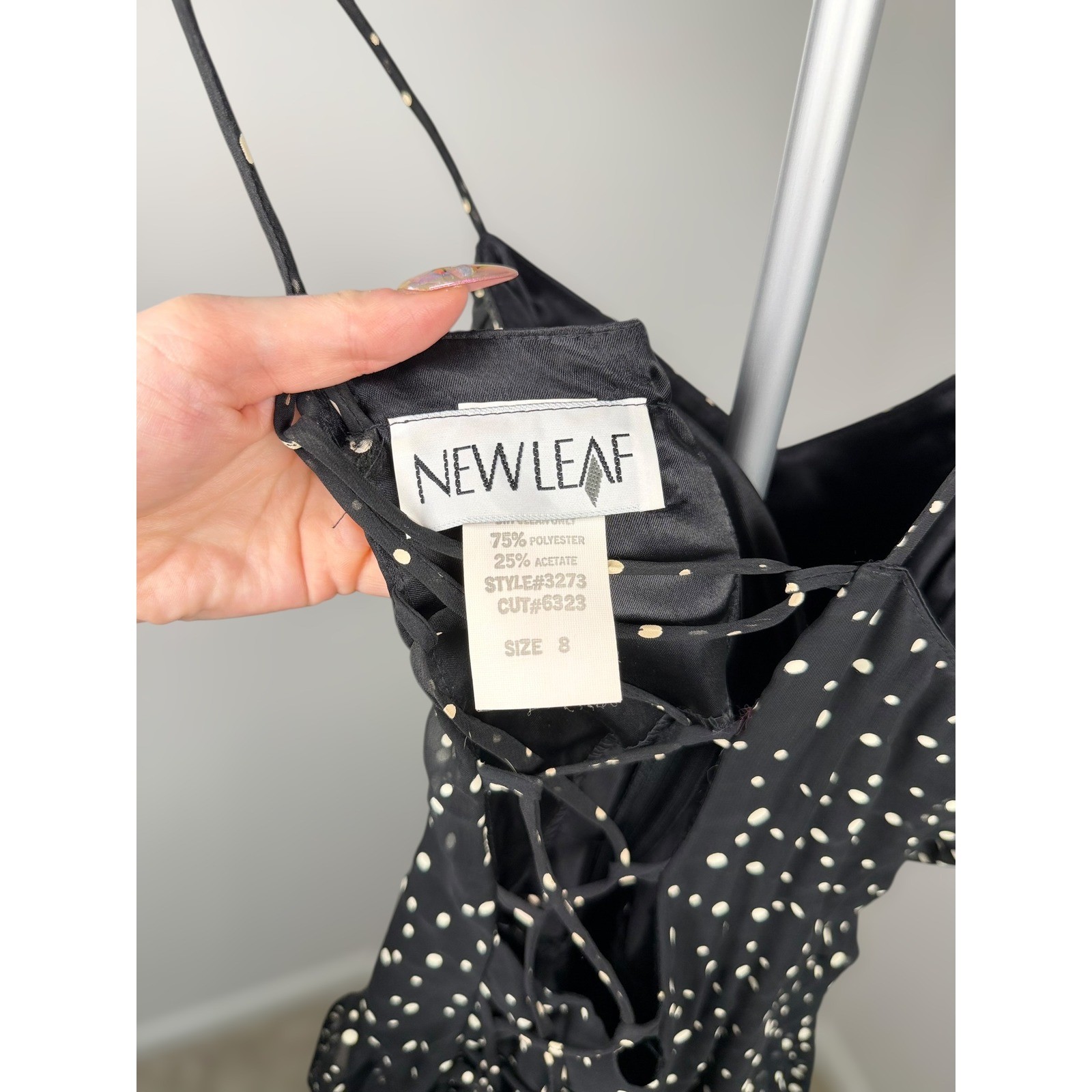 Vintage New Leaf Y2K Polka Dot Tiered Ruffle Mini Dress Whimsigoth Black White