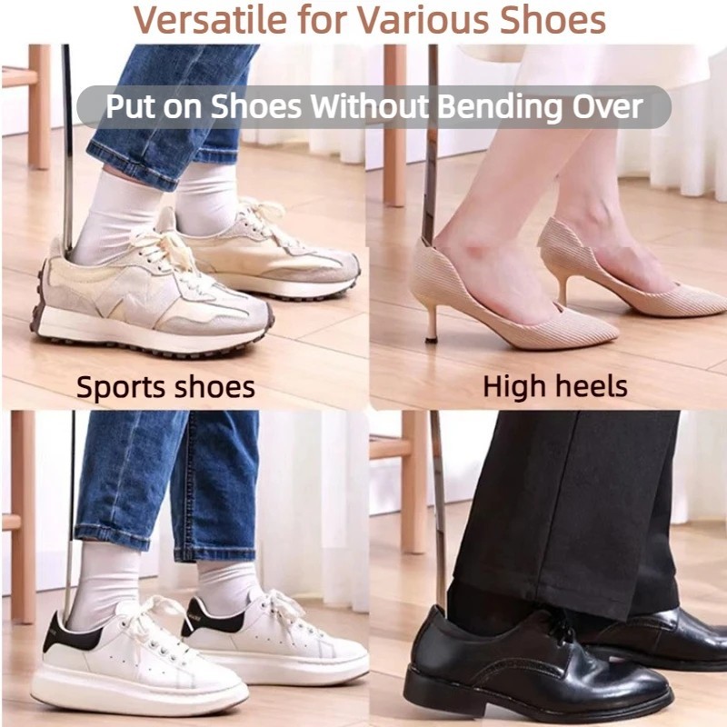 Long Handle Shoe Horn Stainless Steel Metal Shoe Helper Shoes Remover Shoehorn