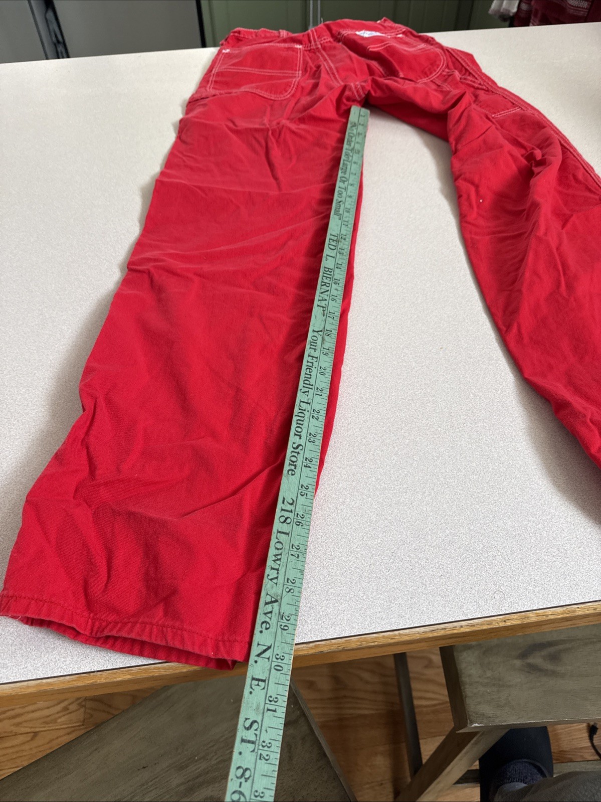 VTG 80’S WRANGLER RED CARGO PANTS BAGGY JUNIOR SZ 9 BORN IN USA MADE (37)