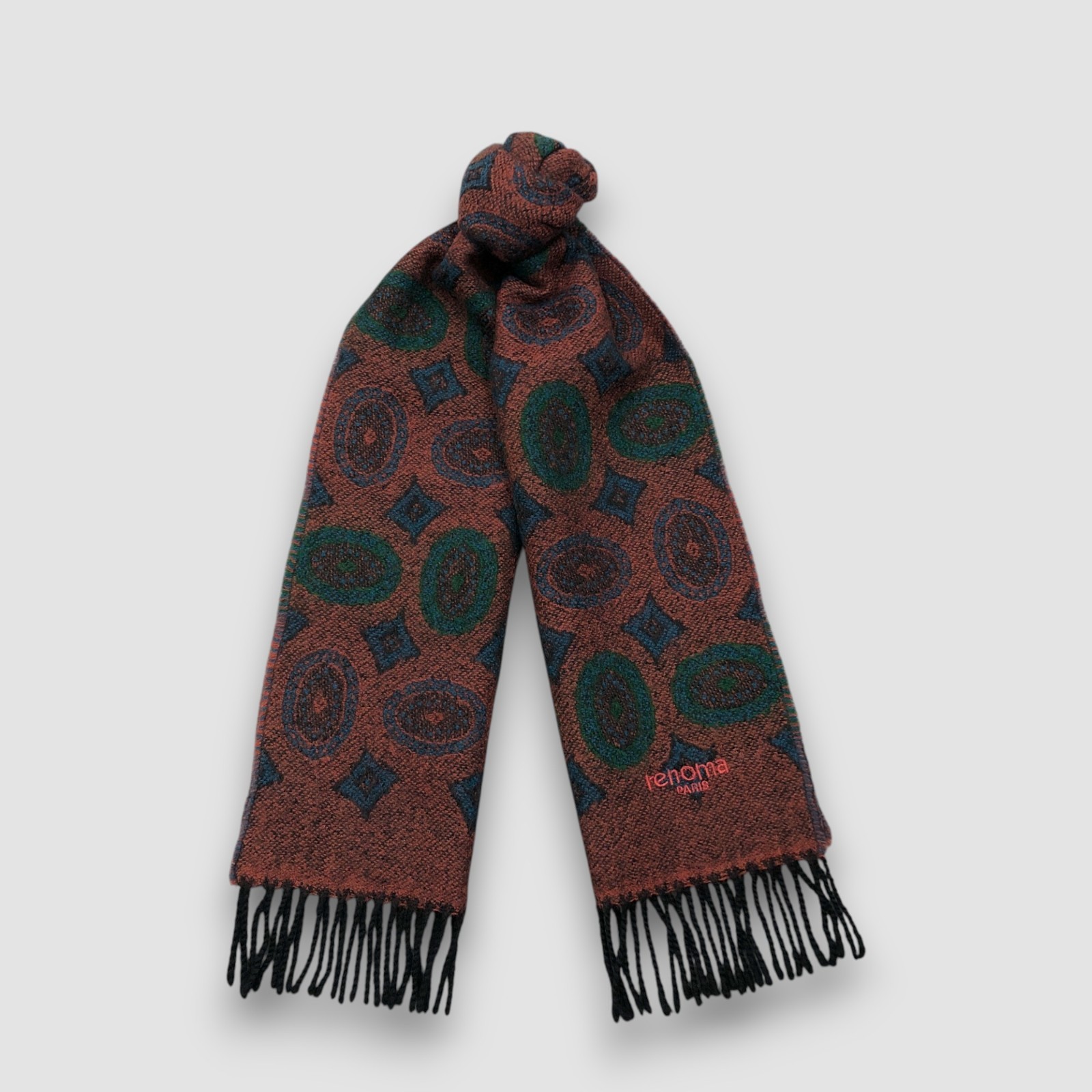 Renoma Wool Scarf Vintage Classic Fringe Christmas Muffler Winter Scarves 11×51