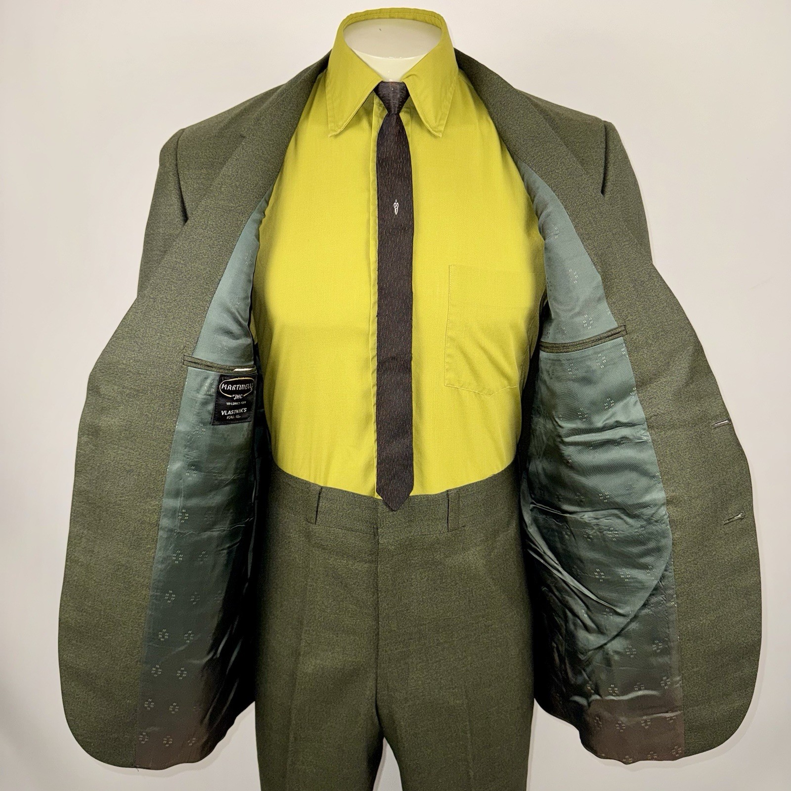 NOS Vintage 60s Suit Mens 42 Long Jacket 37 Pants Unhemmed Rat Pack Madmen MCM