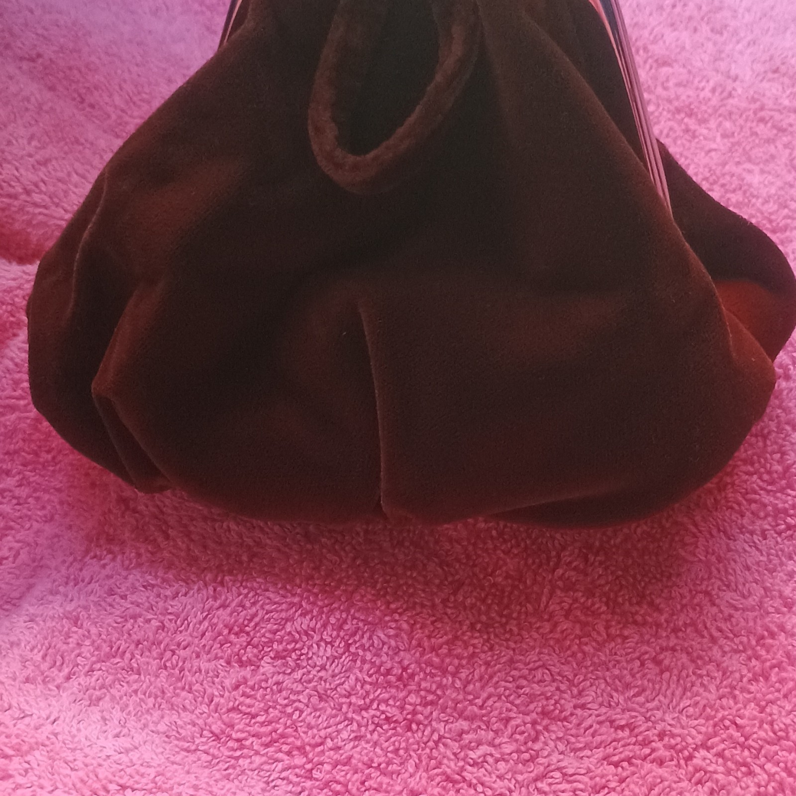 Burgundy Velvet Drawstring Coin Purse with Metal Frame Closure Victorian