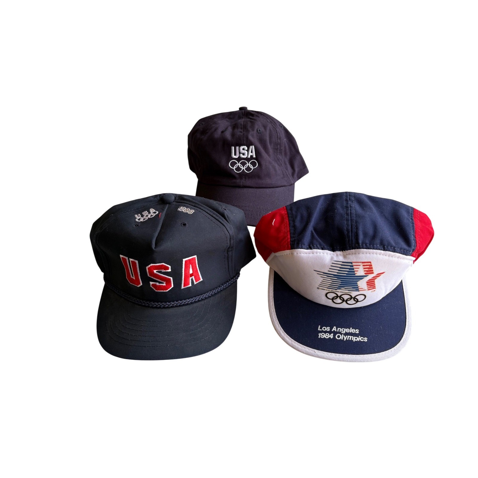 Vintage USA Olympics Hat Lot 1984 Los Angeles 1988 Seoul Snapback Cap 3pc