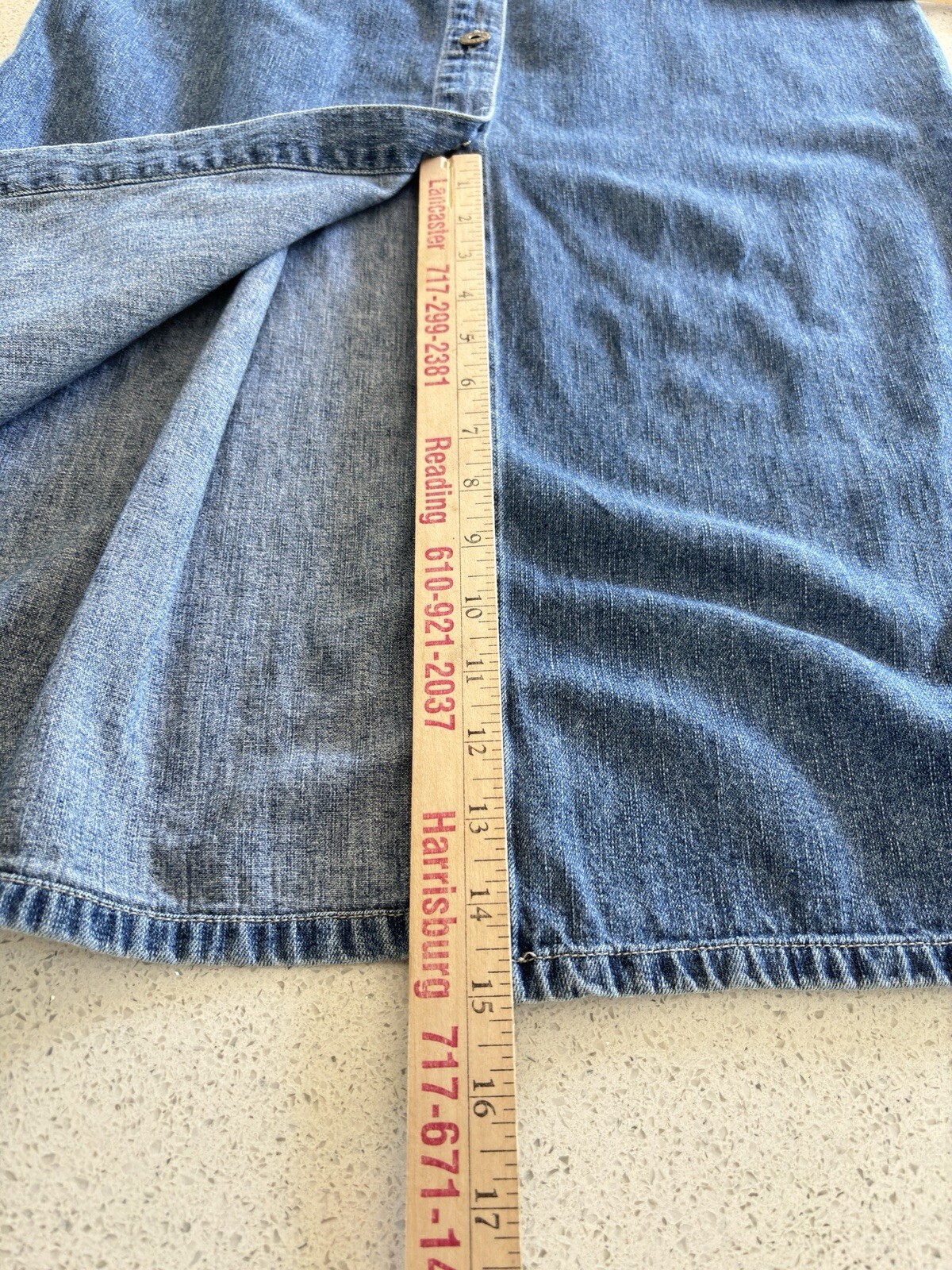 VTG Bill Blass Womens Denim Dress Medium Jumper Sleeveless Maxi Cottagecore 90s