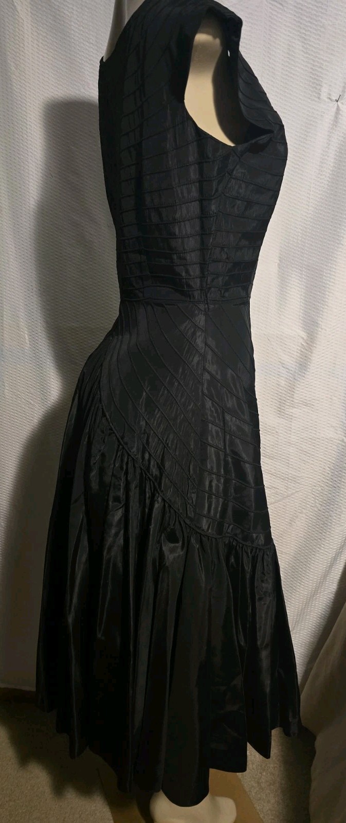 Vtg 1950’S Kasper Of Arnold Fox Black Taffeta Designer Dress MCM Size S/M