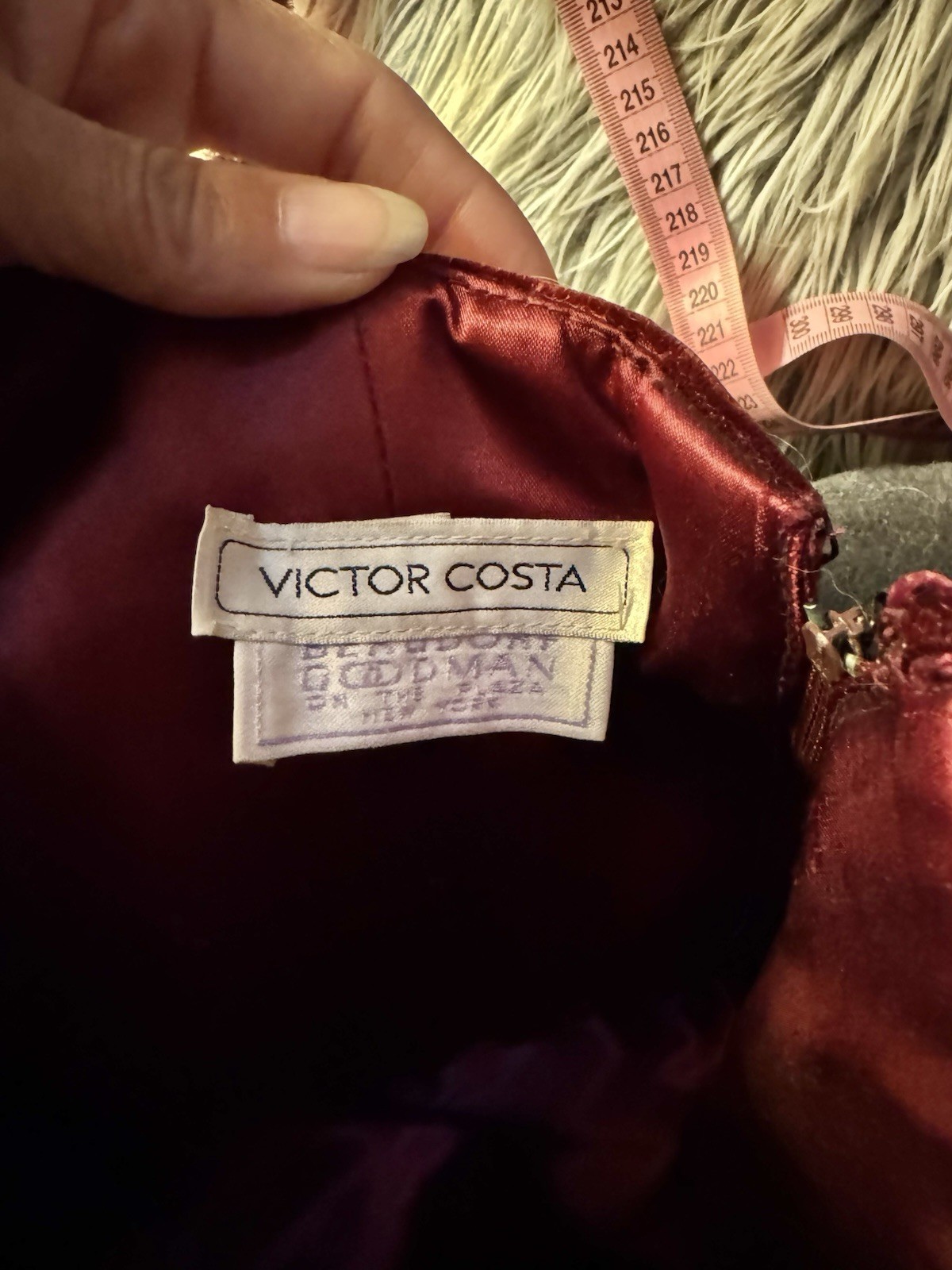 Vtg Victor Costa Strapless Red Burgandy Velvet Dress Bergdorf Goodman S
