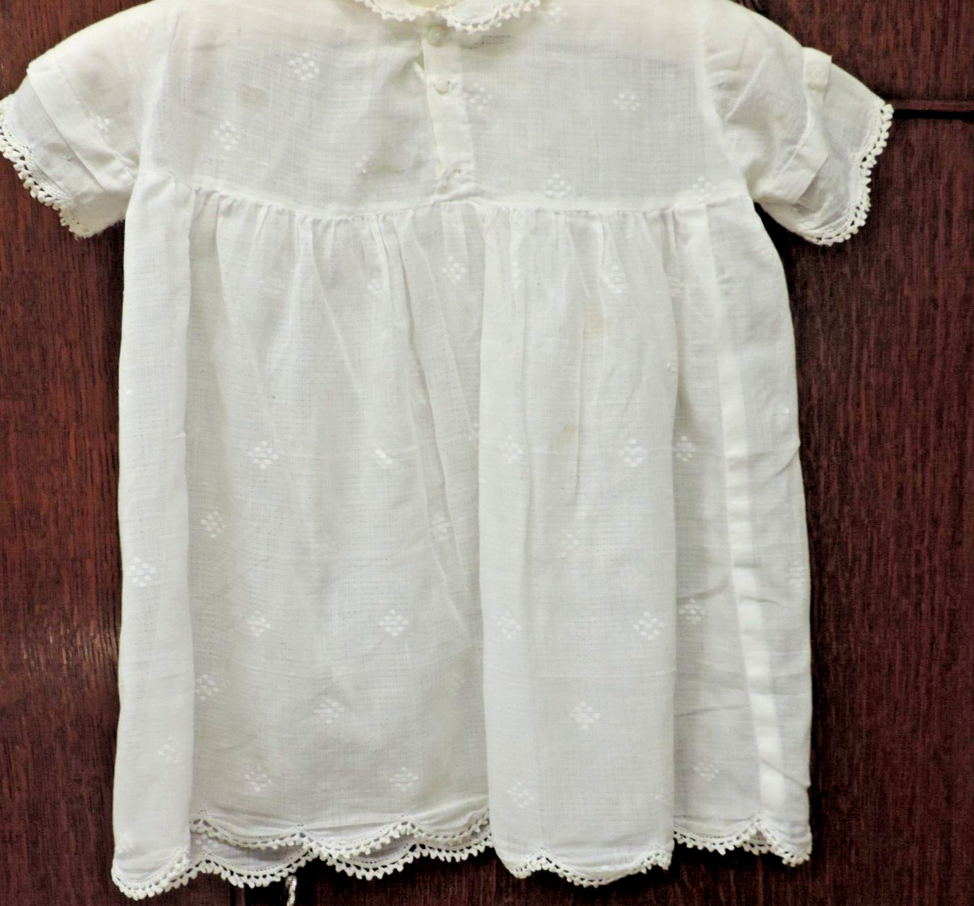 1940s Handmade White Child Church/Party Dress w/Hand Crochet Slip Set C: 28″