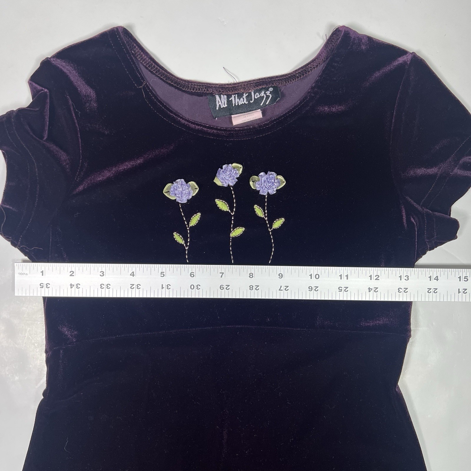 Vintage All That Jazz Crushed Velvet Dress Size S/M Deep Plum Floral Whimsigoth