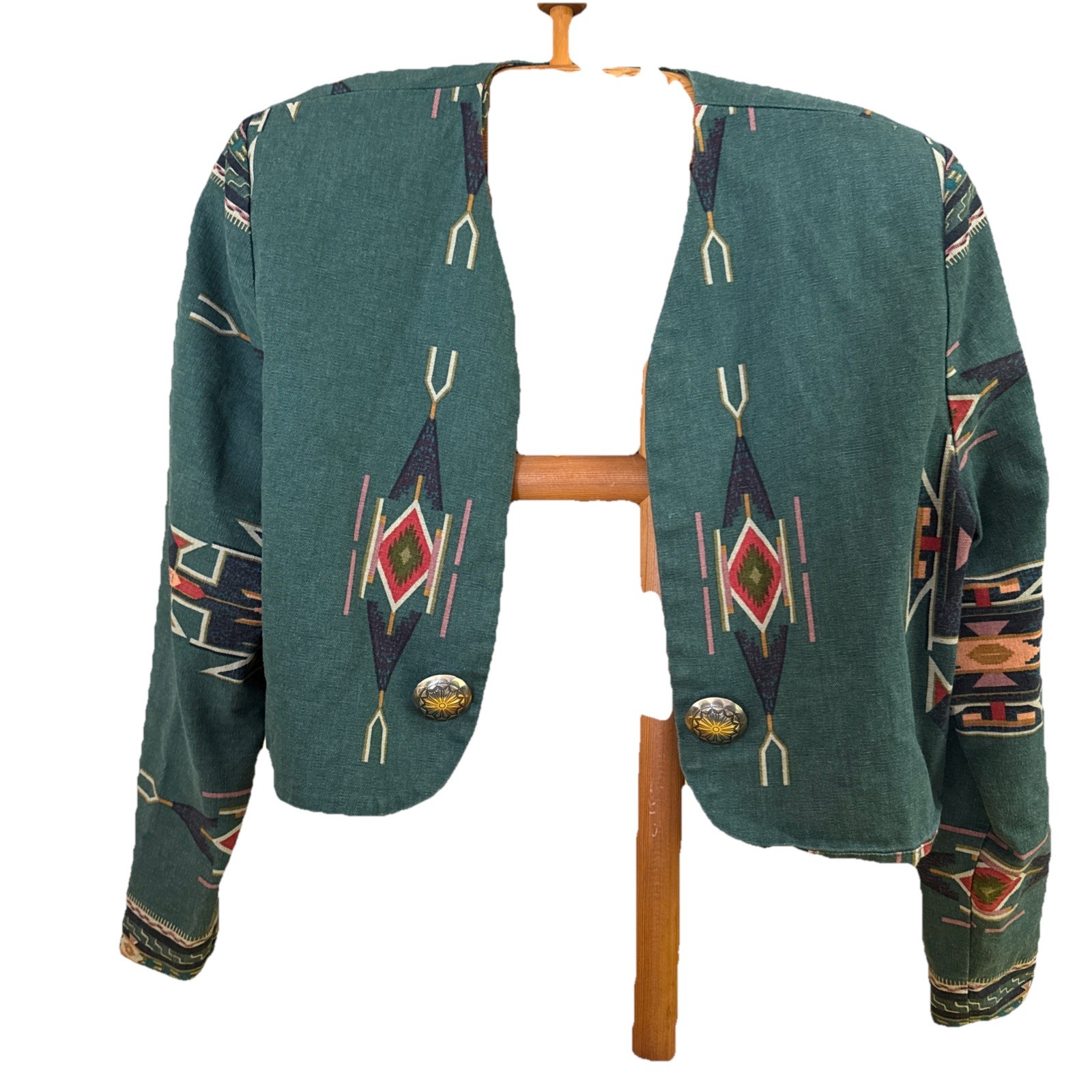 WRAPS SOUTHWESTERN Double Ranch Short JACKET Vtg 80’s Silver Concho Texas L