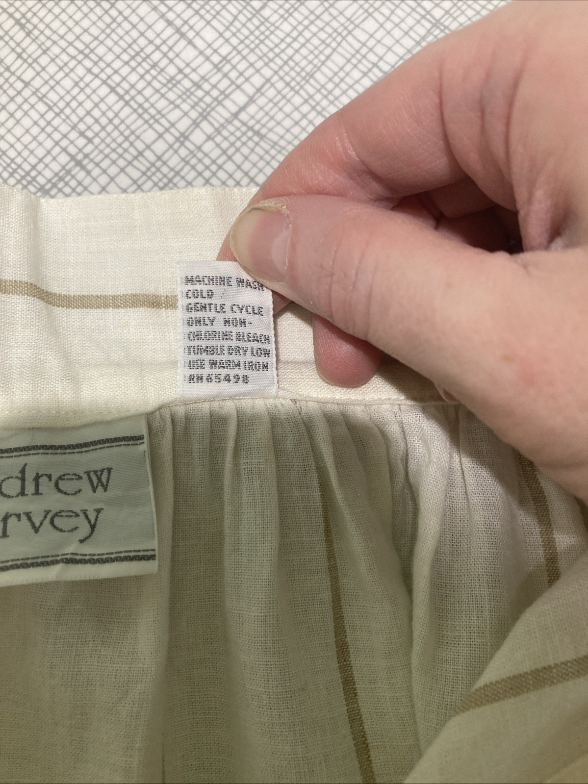 Vtg 80s 90s Andrew Harvey Cotton Linen Pinstripe Ankle Skirt Size 10 Pockets GUC