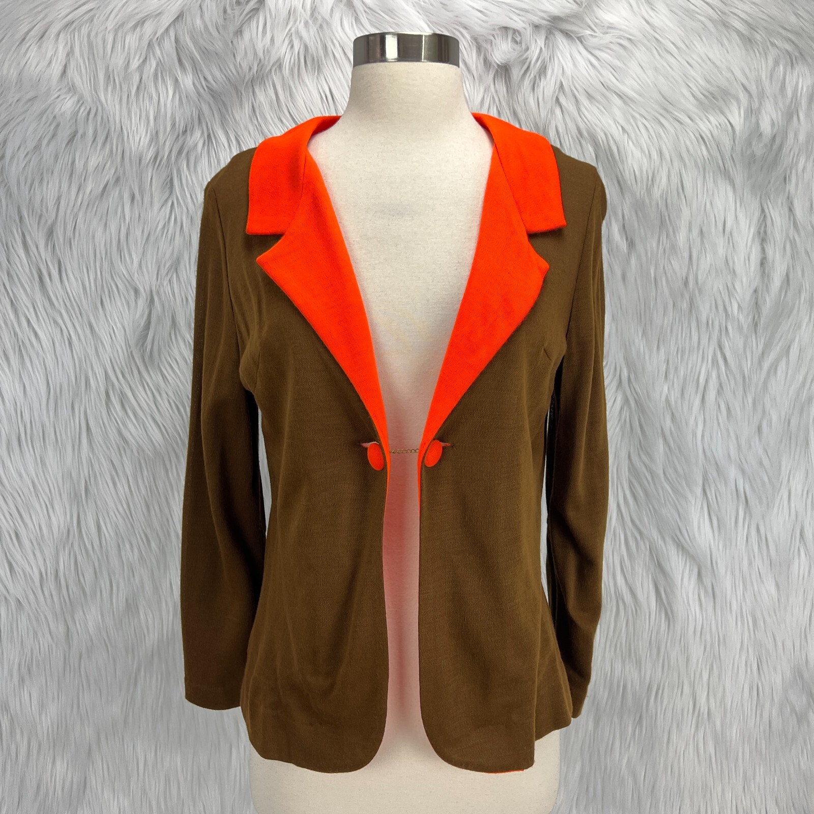 Vintage 60’s Carol Brent Polyester Chain Button Blazer Petite XS Brady Bunch