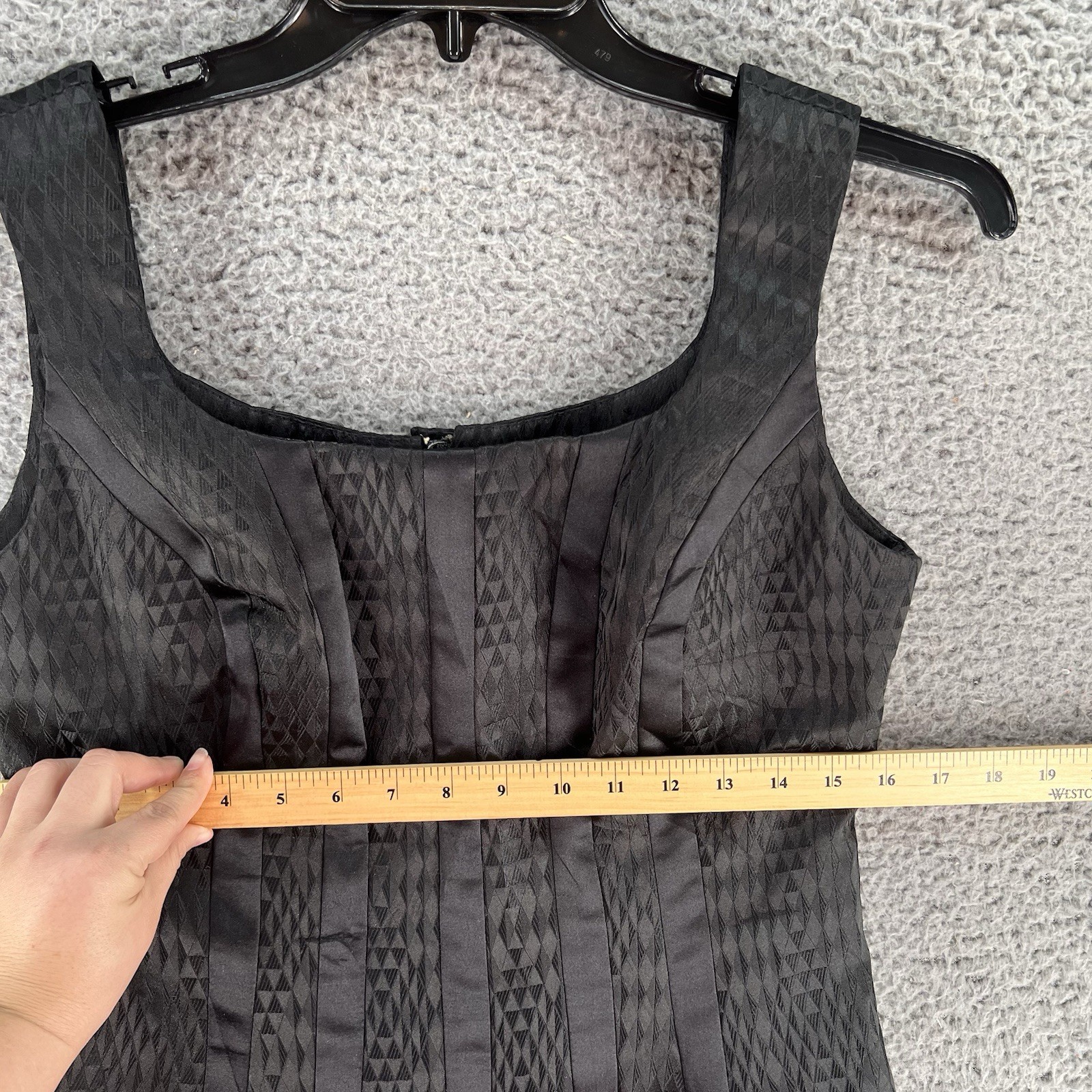 Eva Brazzi Black Jaquard Corset Top Small Boning Zip Up Whimsigoth Glam Rock Y2K