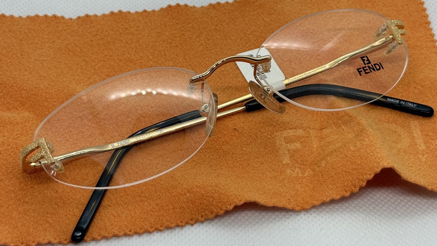 Fendi FN266 Rimless Eyeglasses Frames Gold 53□17 135 Made in Italy w/ Case