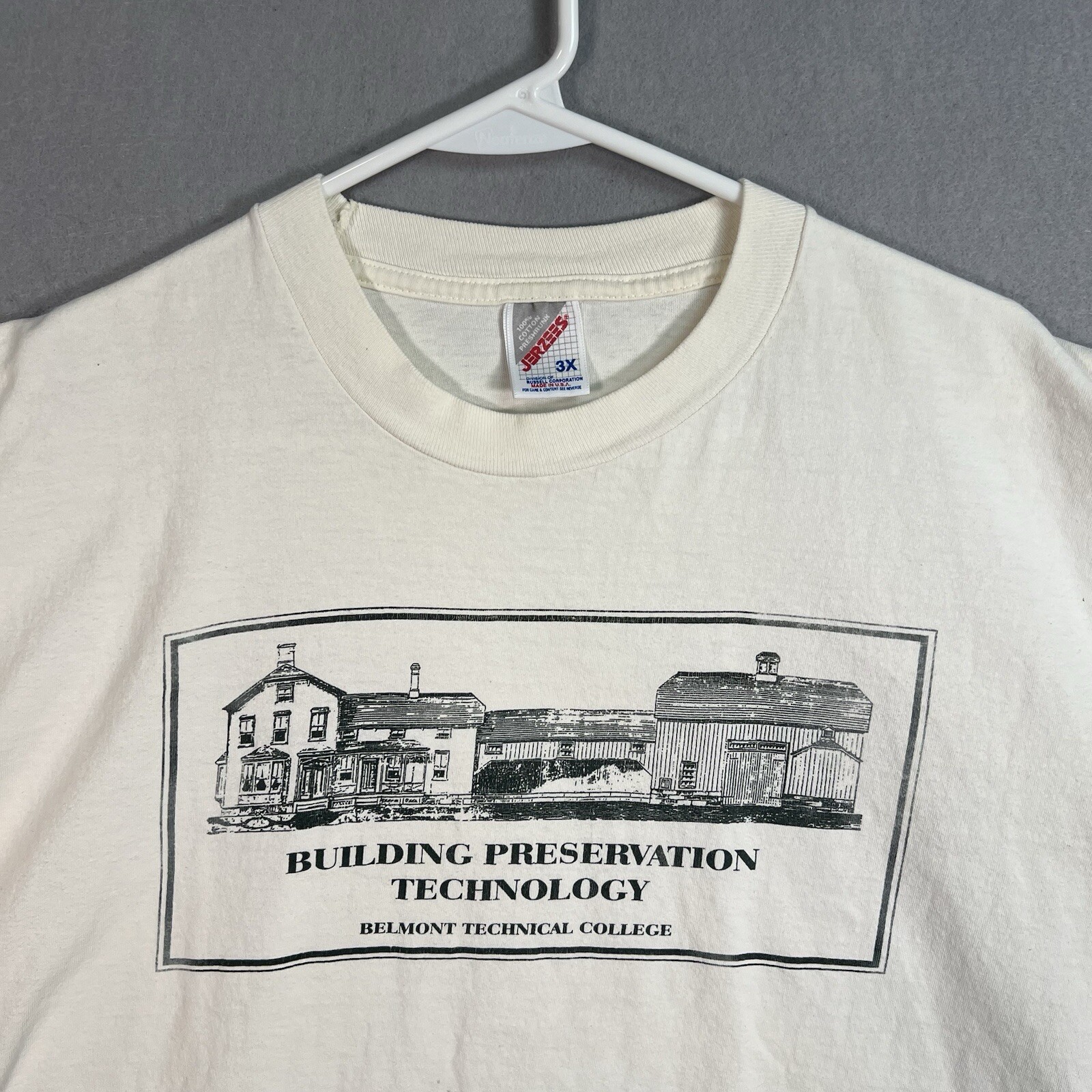 Vintage 90s Building Preservation Technology Belmont College T Shirt Adult 3XL