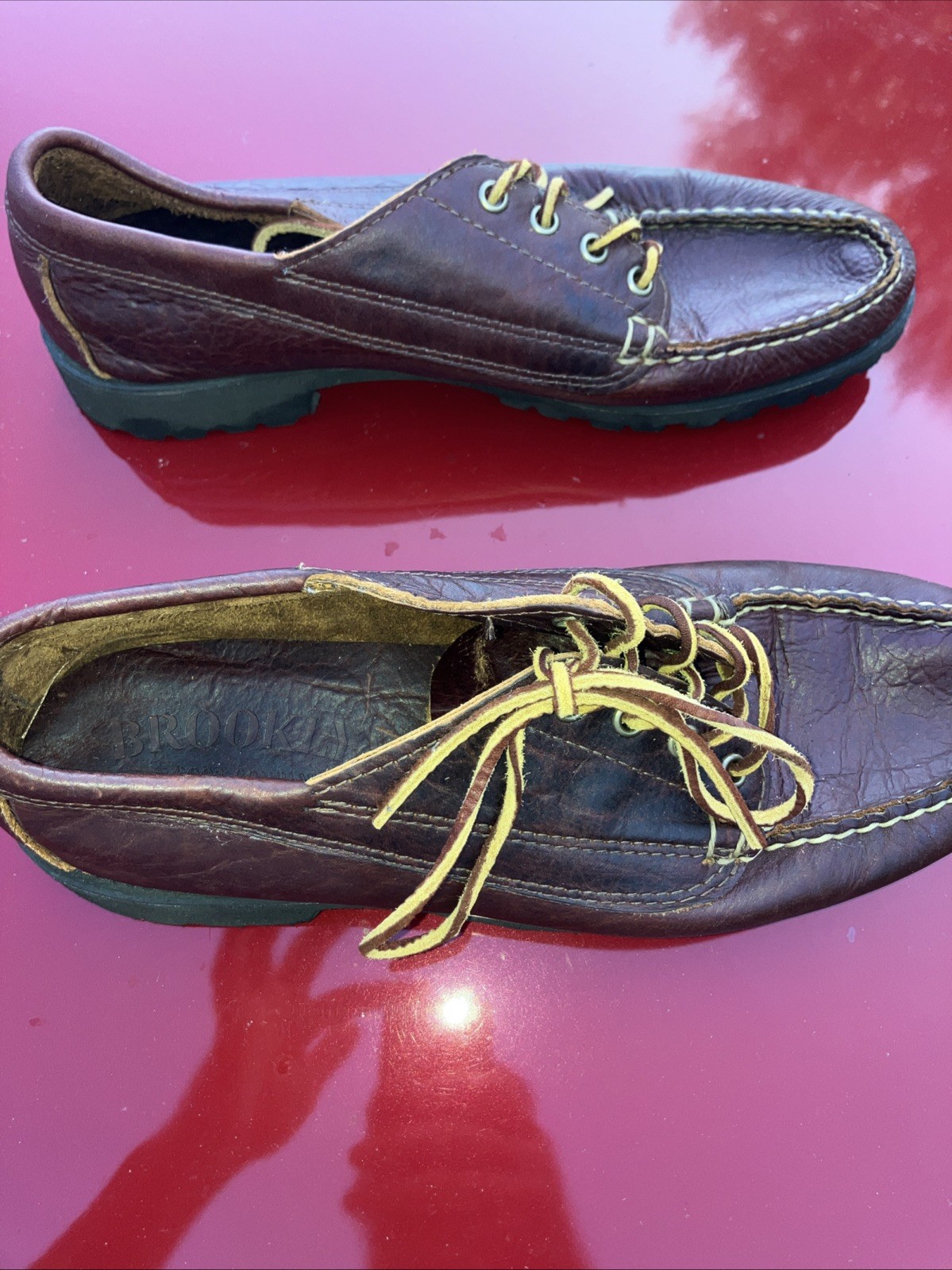 Brooklyn Boot Company Made In USA Vibram Gumlite Real Leather Shoes Vintage