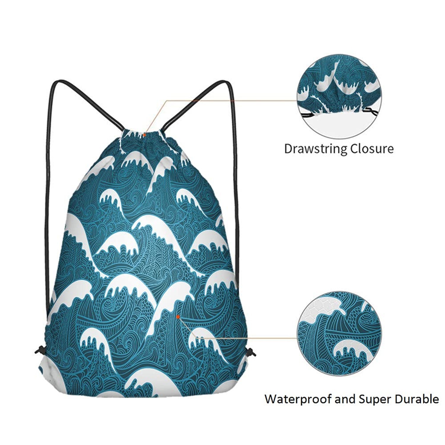 Unisex Adult Modern Vintage Blue Abstract Sports Multi-Sport Drawstring Backp…