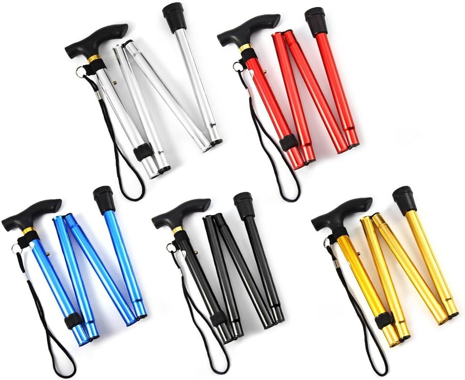 Lightweight Aluminum Folding Walking Cane Adjustable Travel Collapsible Hiking