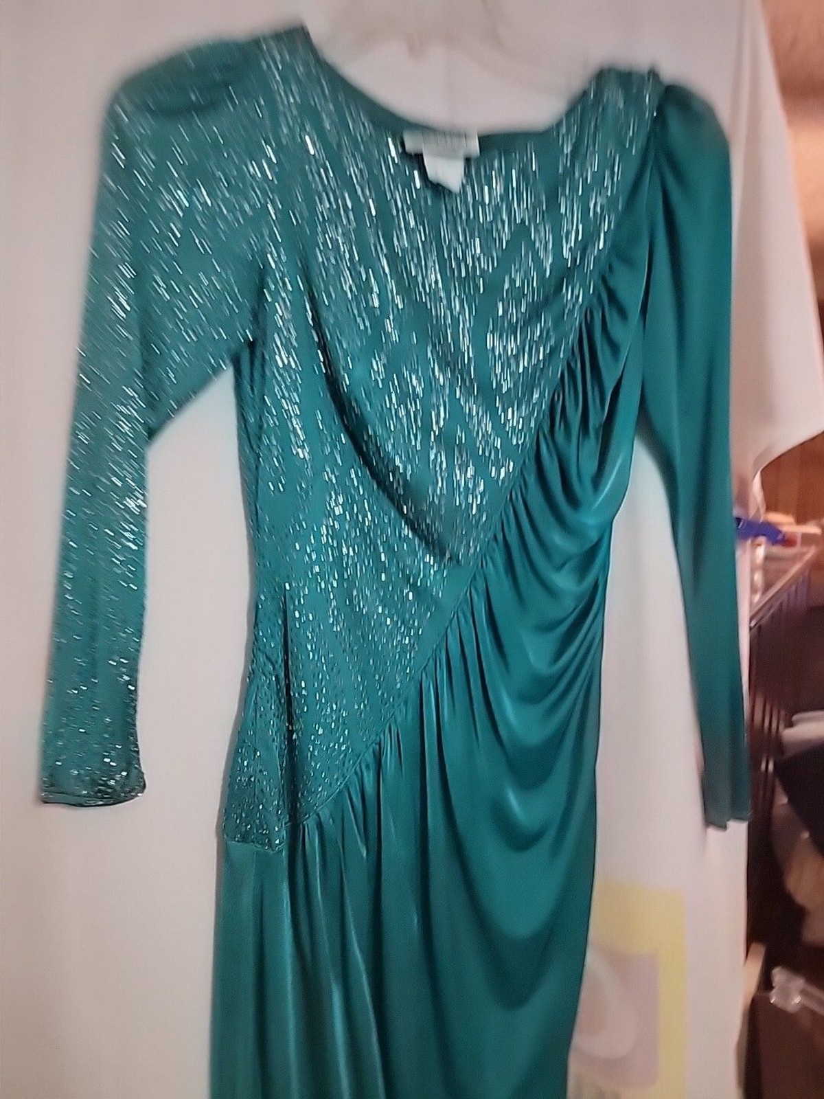 New Leaf by Samir Vintage Party Prom Formal Dress Size 11/12 Padded Shoulders