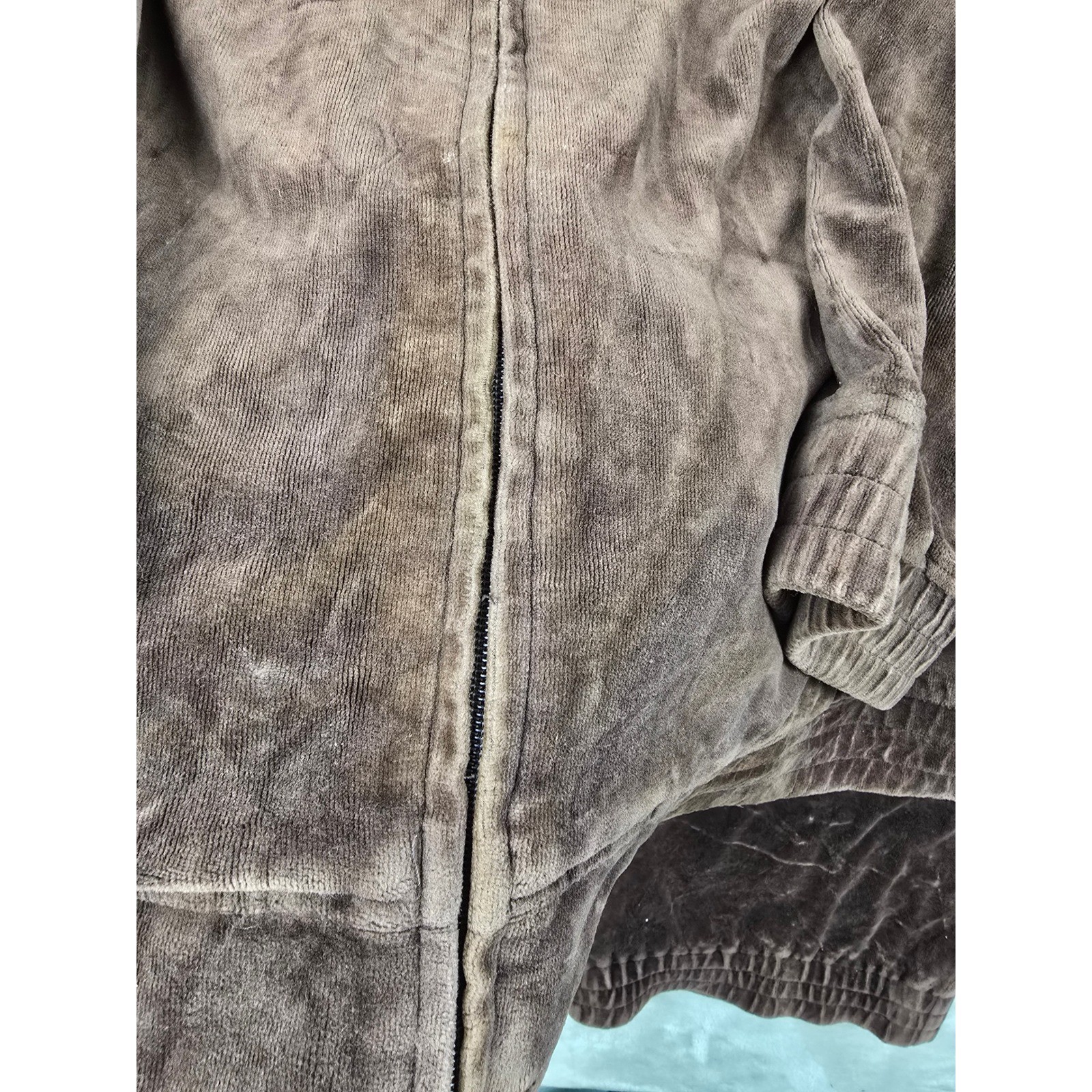 Vintage Southpole Velour Tracksuit Men 2XL Brown Full Zip Y2K Baggy Hip Hop Read