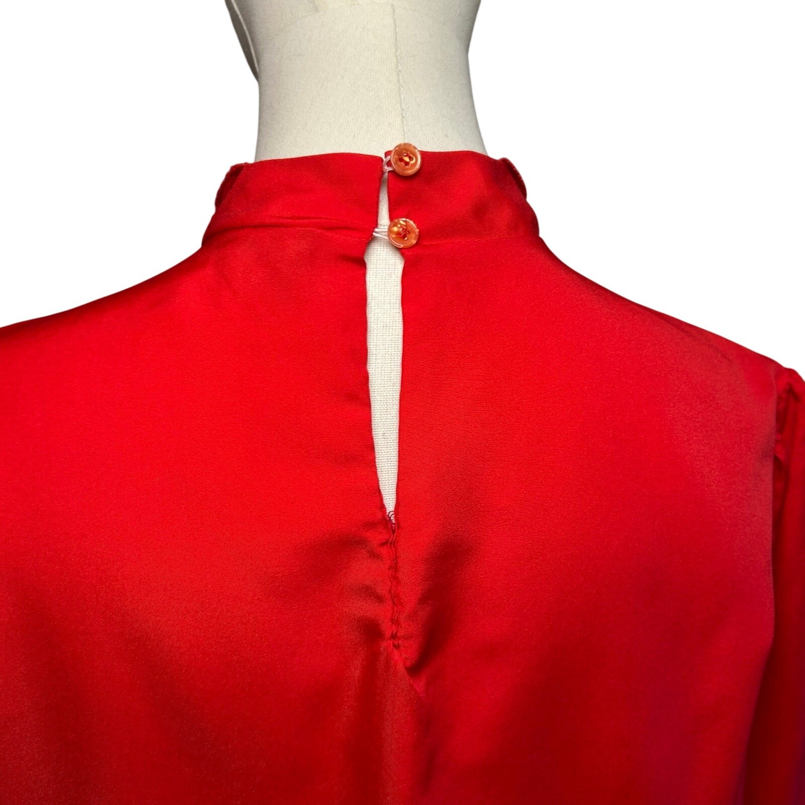 VTG 80s Claudia L Red Poinsettia Holiday Blouse Romantic Retro Twee Coquette