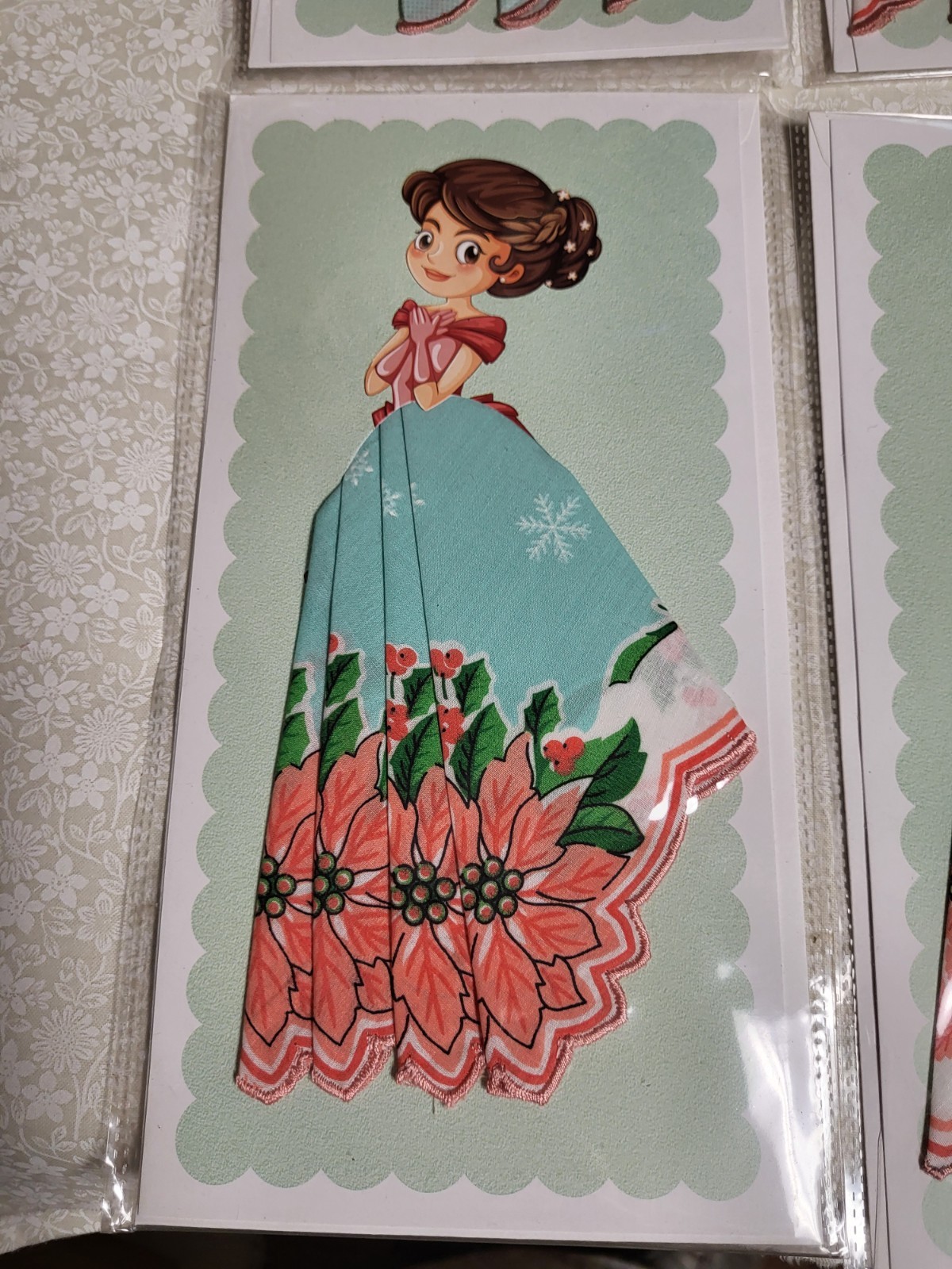 vintage hanky hankie handkerchief card; retro, full skirt, any occasion card
