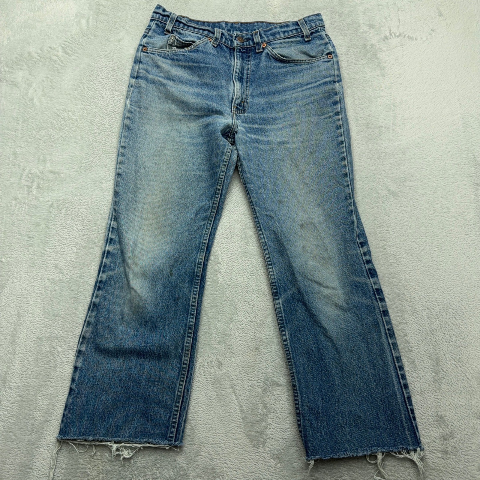 Levi’s Jeans Mens 32×25 Blue 517 Orange Tab Bootcut Made in USA Raw Hem