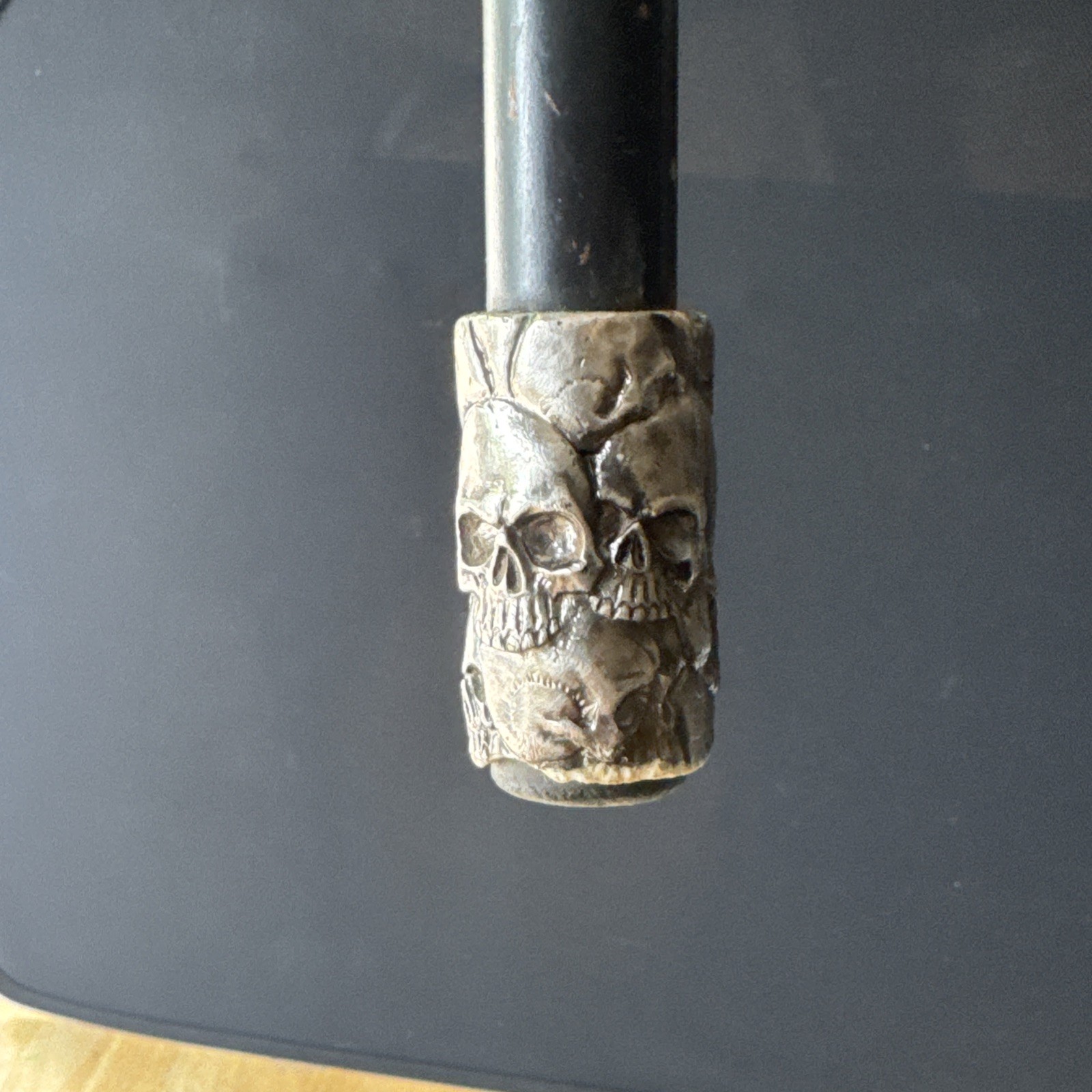Gothic Skull Cane Metal Walking Stick Halloween Cosplay Staff 35in