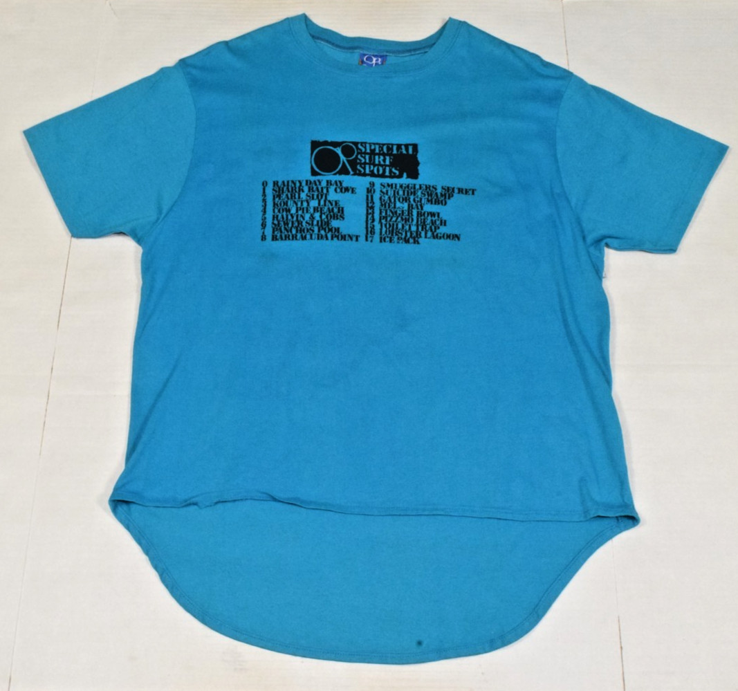 Vintage T-Shirt OP Single Stitch Size L 1987 USA Surf Spots Map 2 Sided Graphic