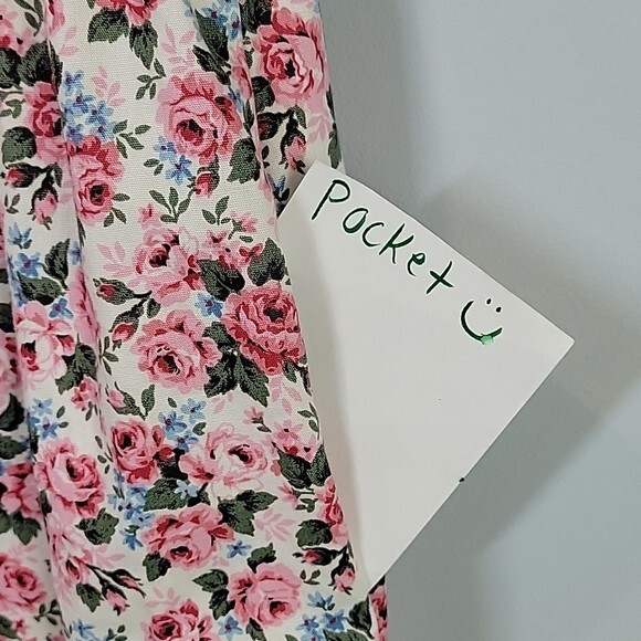 Vintage LANZ pink floral Bridgerton Prairie Maxi Midi dress size Large bows
