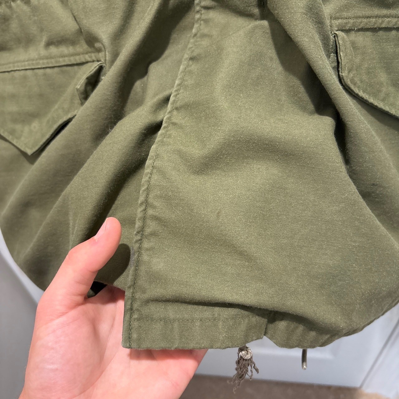 Vintage 80s US Army OG 107 Field Jacket Olive Green Military Coat Medium Long