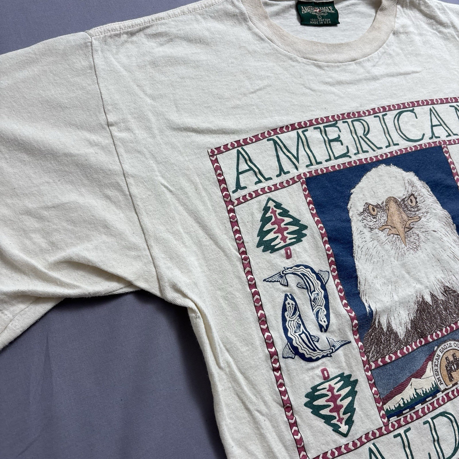 American Eagle Outfitters Vintage Bald Eagle Graphic Tee Size L Made in USA