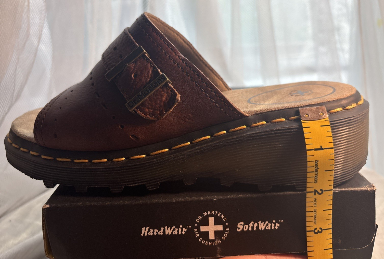 Vintage Dr. Martens 3A99 Peanut Brown Leather Wedge Sandals US 7 EU 38 Y2K 90s