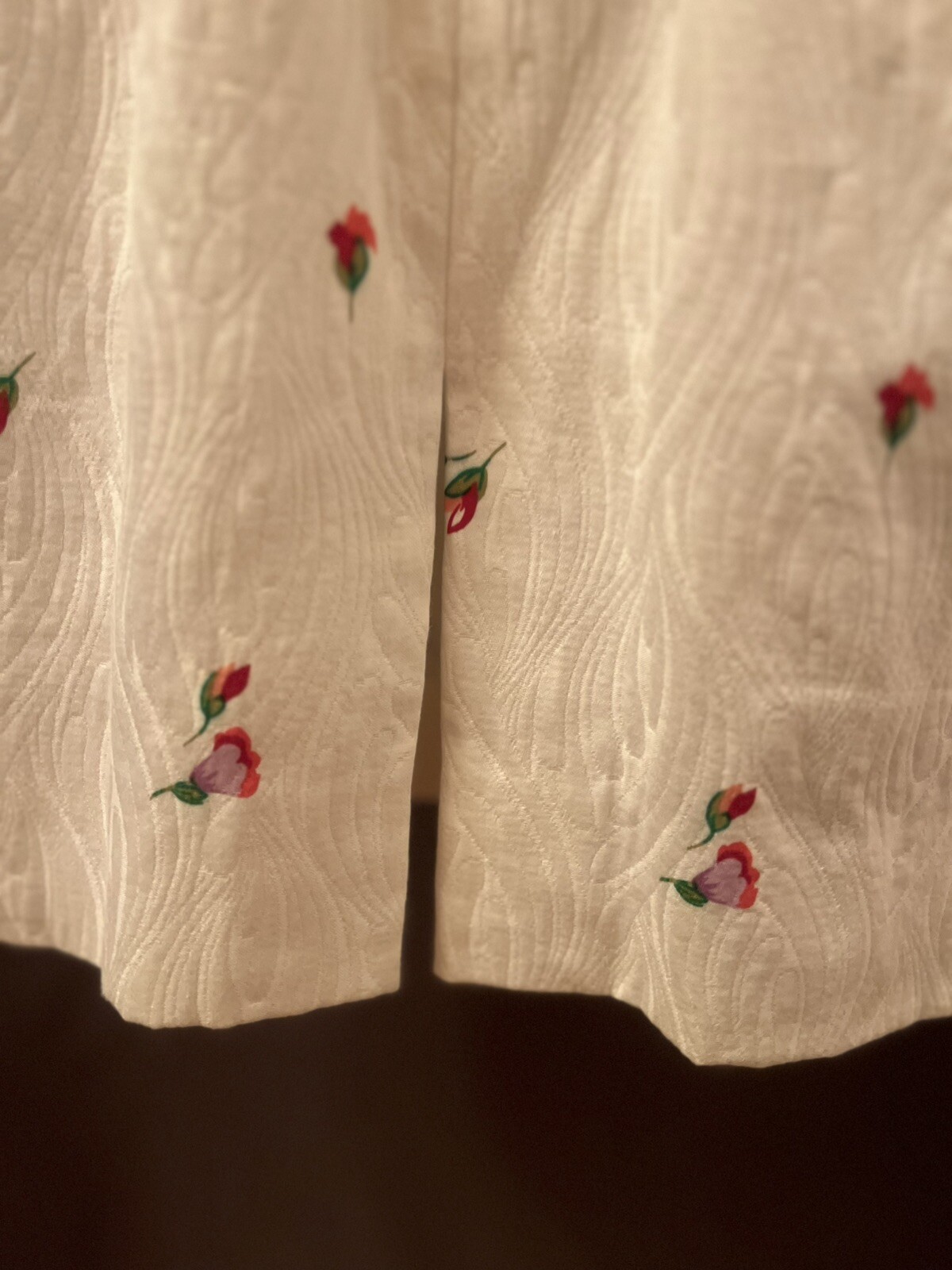VTG 60s Rockabilly Handmade White Cotton Floral Wiggle Garden Party Dress SZ S