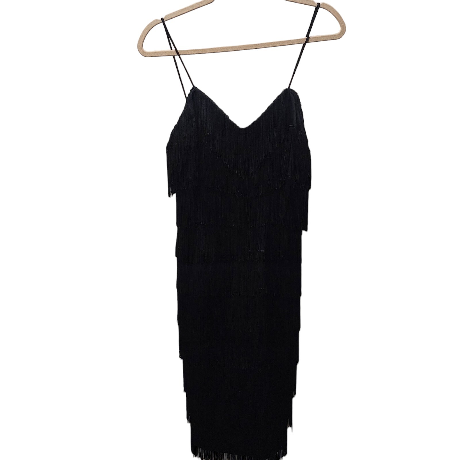 New Leaf Vintage 80’s Black Flapper Fringe Dress Size 10 12 M