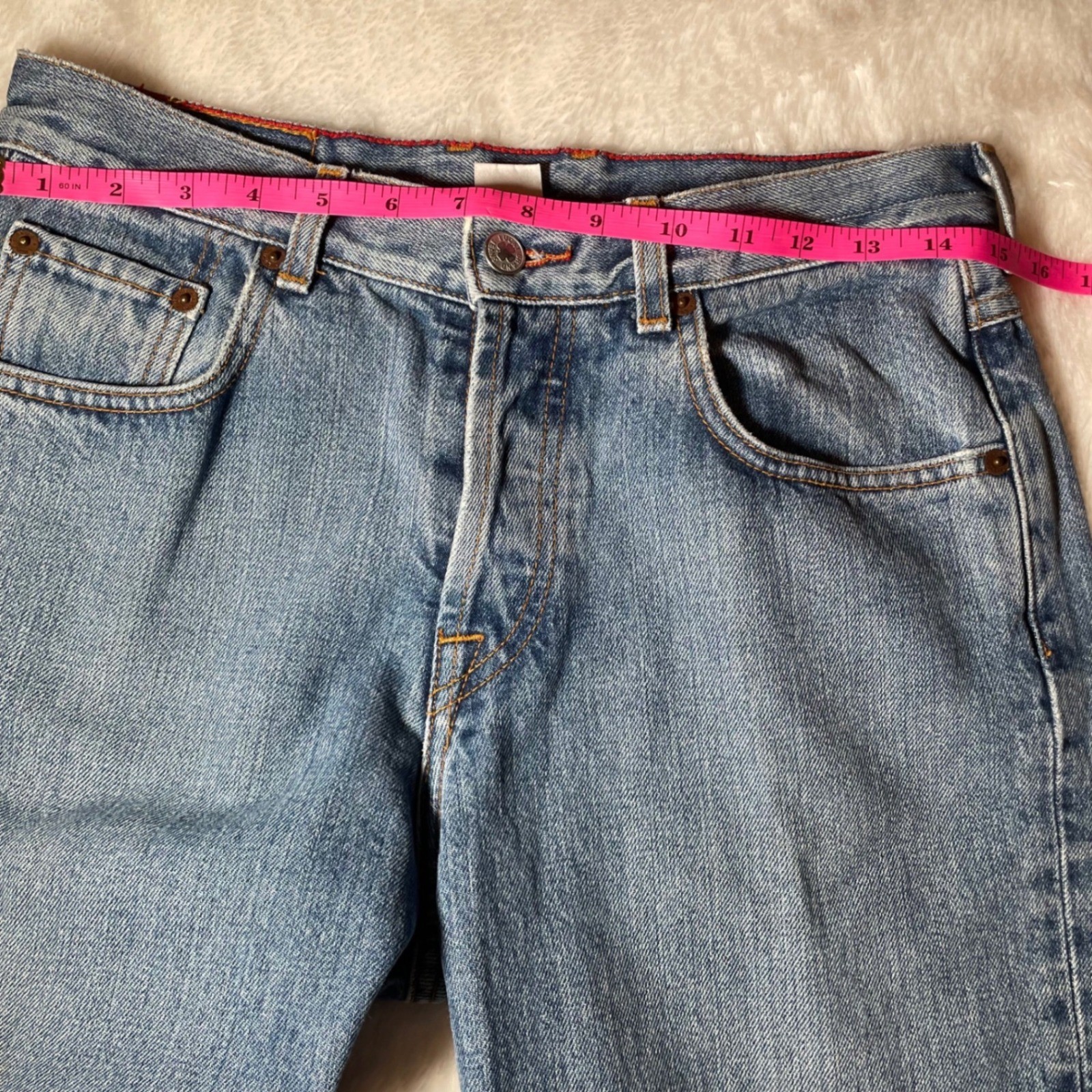 Vintage Lucky Brand Dungarees Made in USA High Rise Straight Leg Blue Jeans 8/29