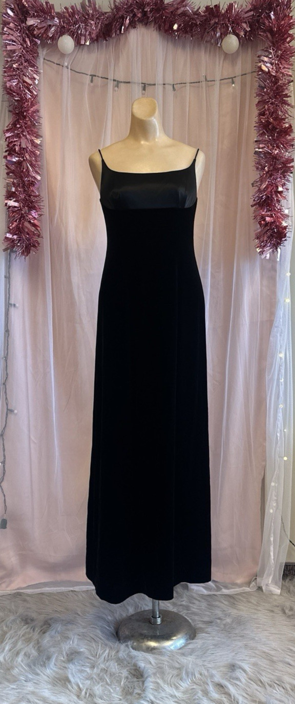 Vintage 90s Velvet Maxi Dress Strappy Empire Waist Formal Evening Whimsygoth XS