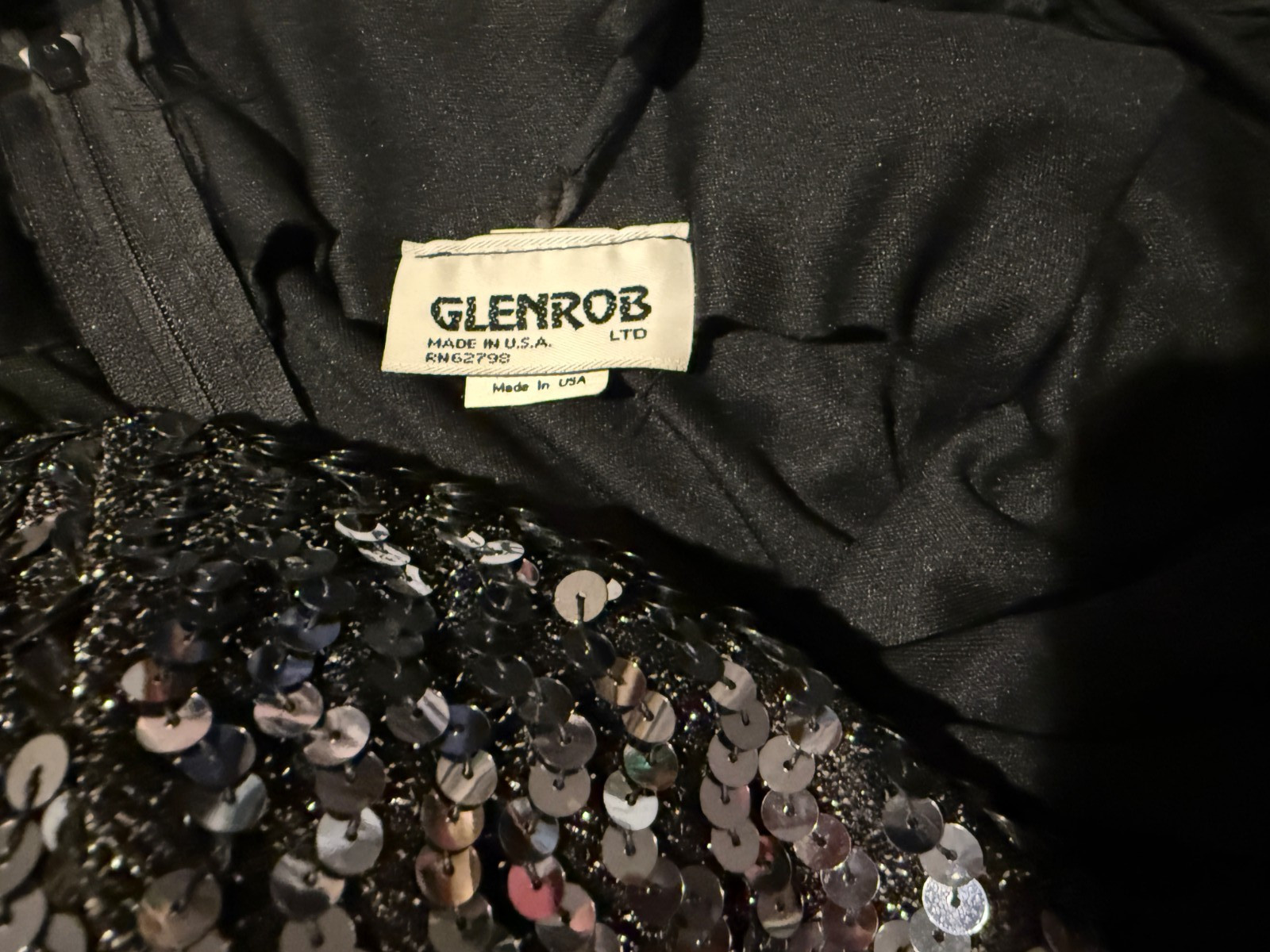 GLENROB Womens Vintage Black Silver Sequin Occasion Evening Dress – Small