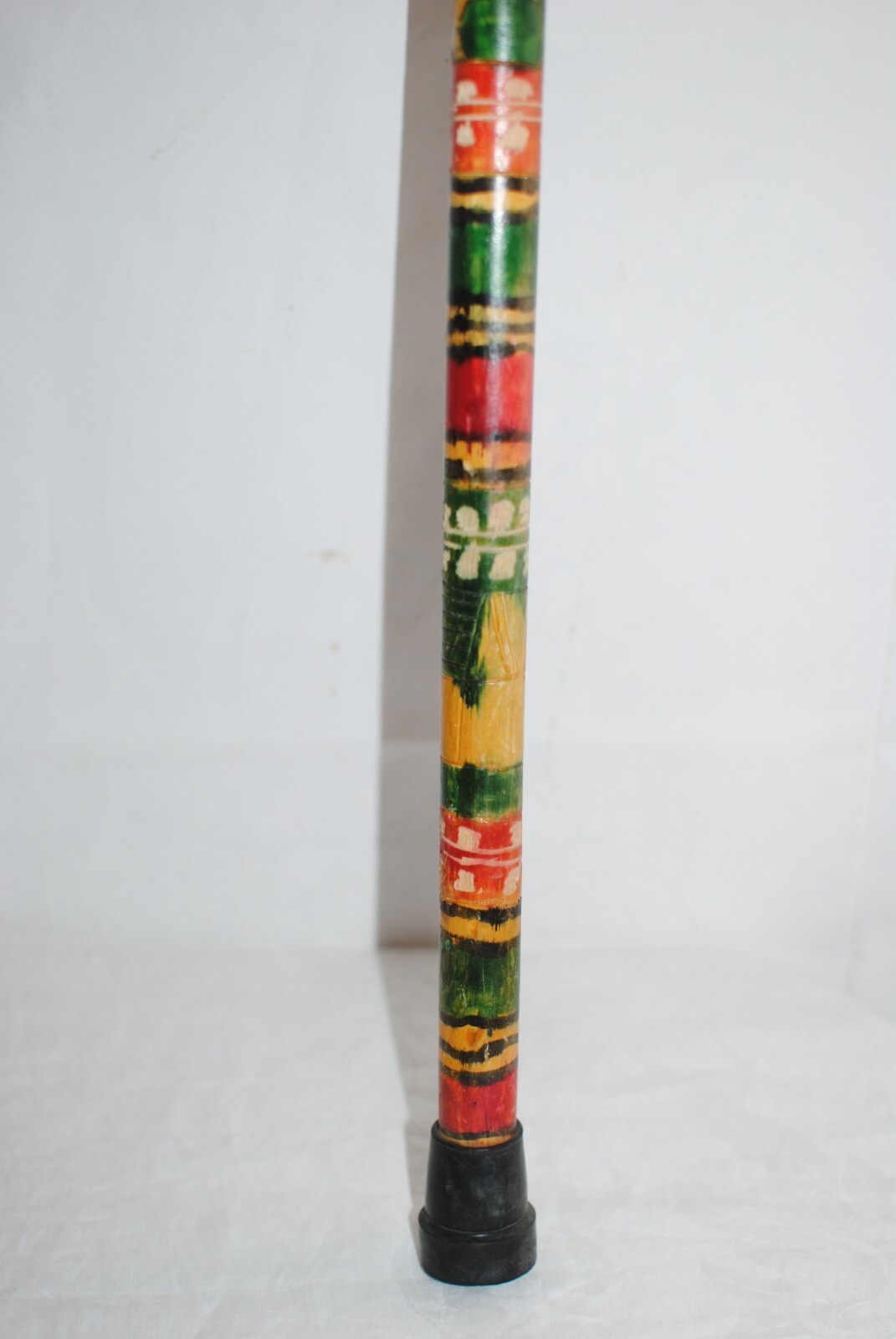 Vintage 37 in Hand Carved Wood Hook Handle Colorful with Michael Kors Charm Cane
