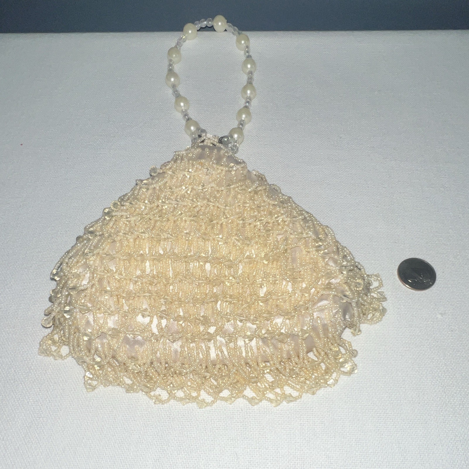 Moni Couture Ivory Beaded Evening Bag Purse