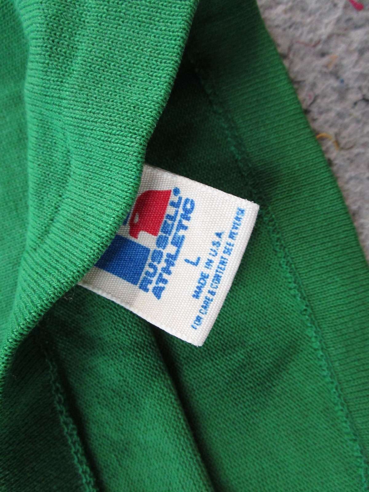 Vintage 70s Russel Athletic 3/4 Sleeve Jersey Shirt Size L Cardiac Attack Read