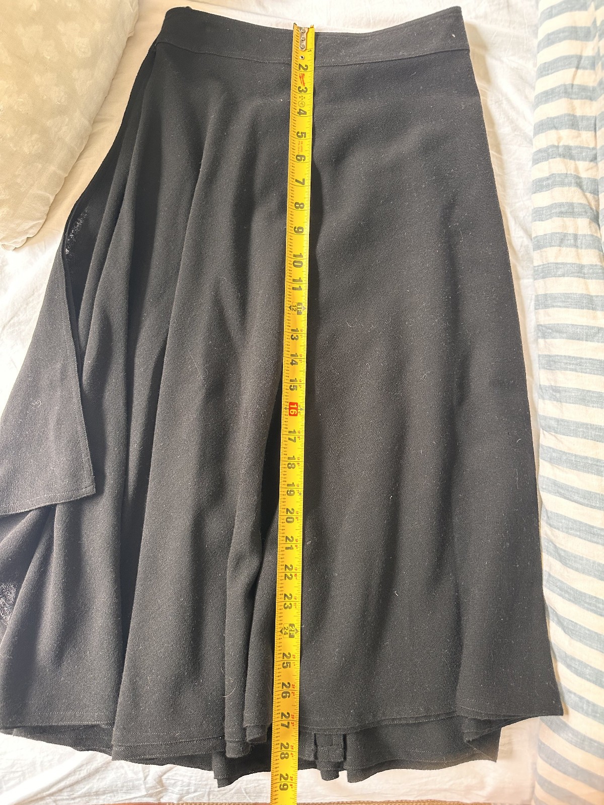 Vintage Black Wool 1970s Chloe Wrap Skirt XS S Saks Fifth Avenue Made in France