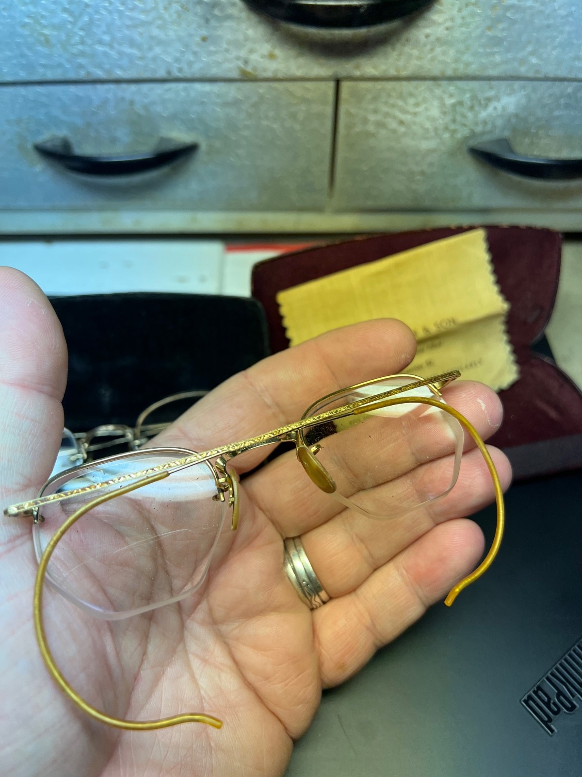 Lot 2 Antique Eyeglasses Marked 1/10th 12K GF Each With Case! B&L & AO! Nice!