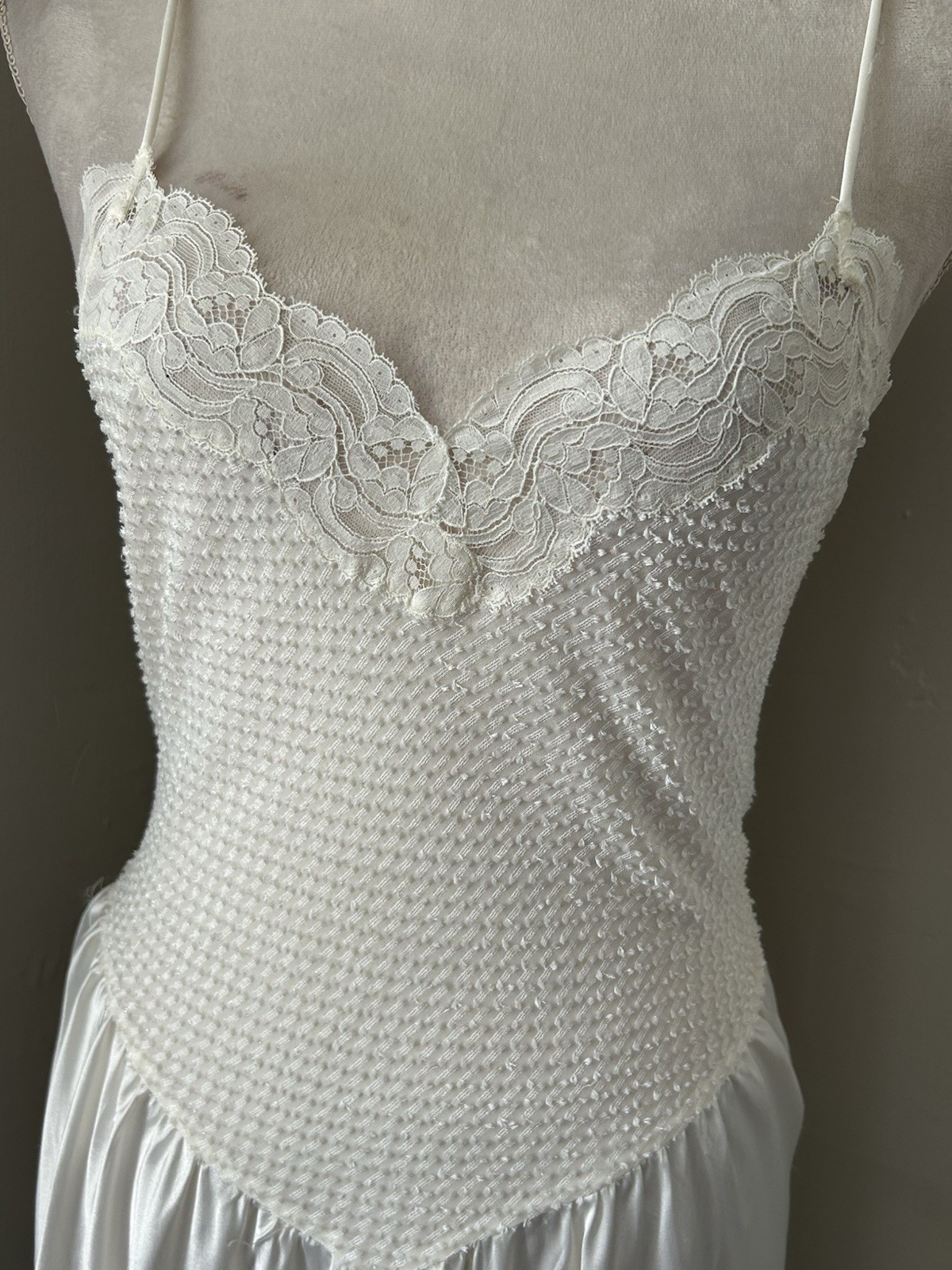 Christian Dior 1970s Vintage Loungewear White Nightgown Dress Size M