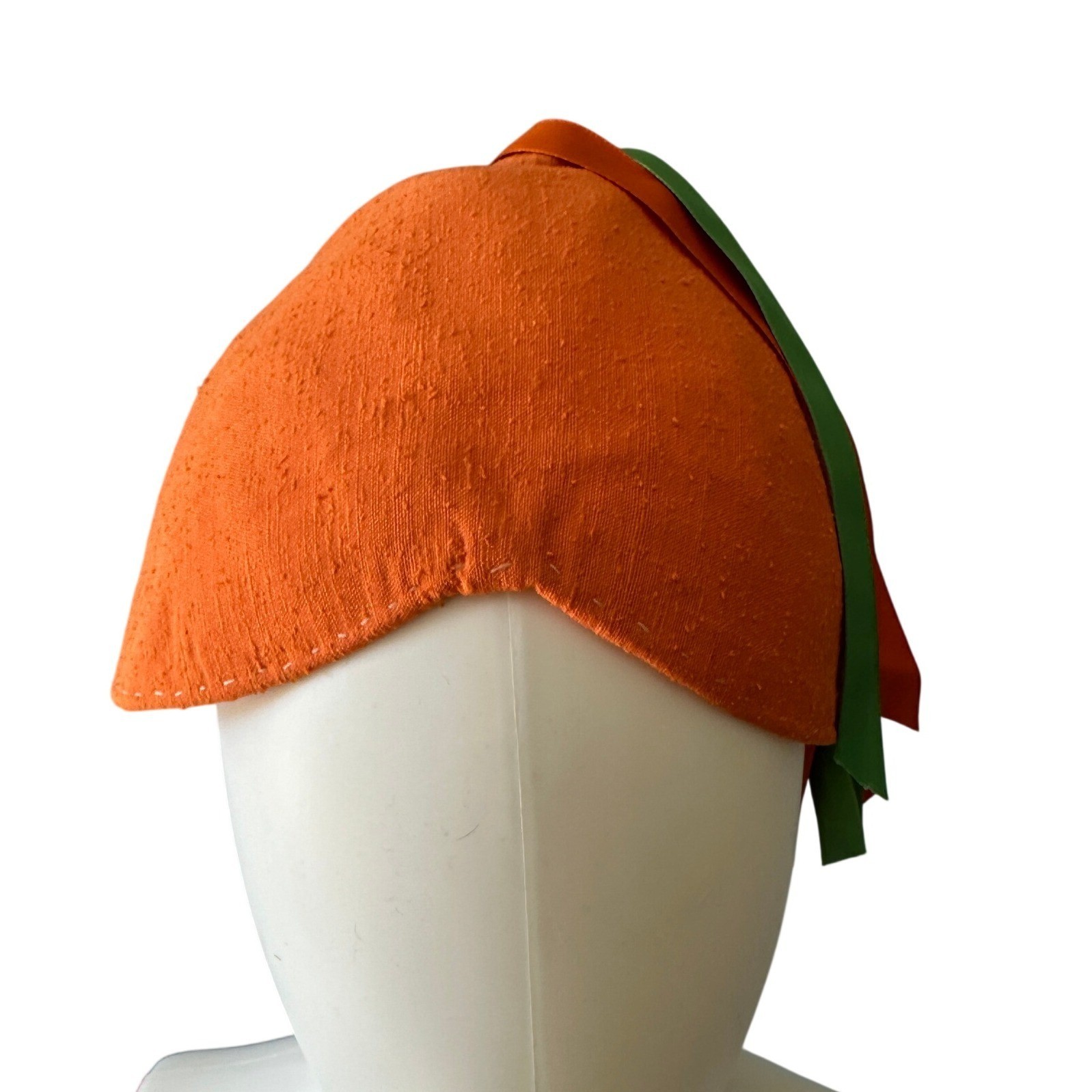 Vintage Orange Pillbox Fascinator Hat Multi Color Ribbon Streamers Retro 60s MCM