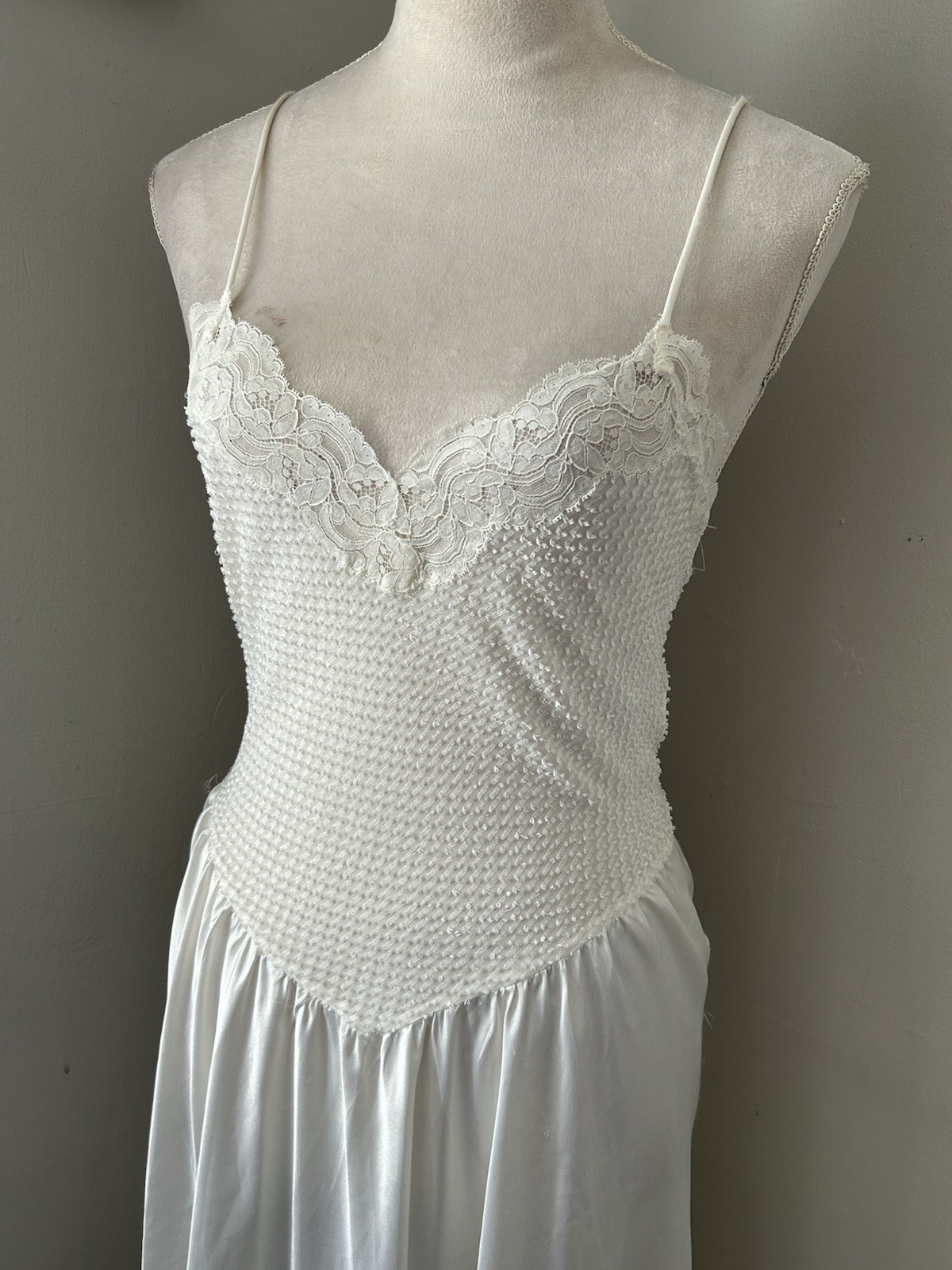 Christian Dior 1970s Vintage Loungewear White Nightgown Dress Size M