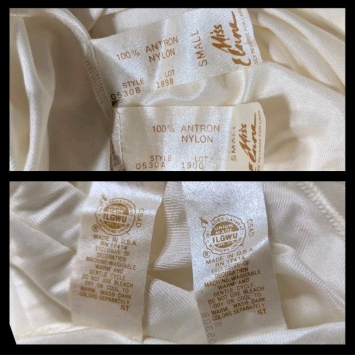 Vintage Miss Elaine 2 PC Maxi Nightgown & Robe Set Nylon Cotton Lace Trim Ivory