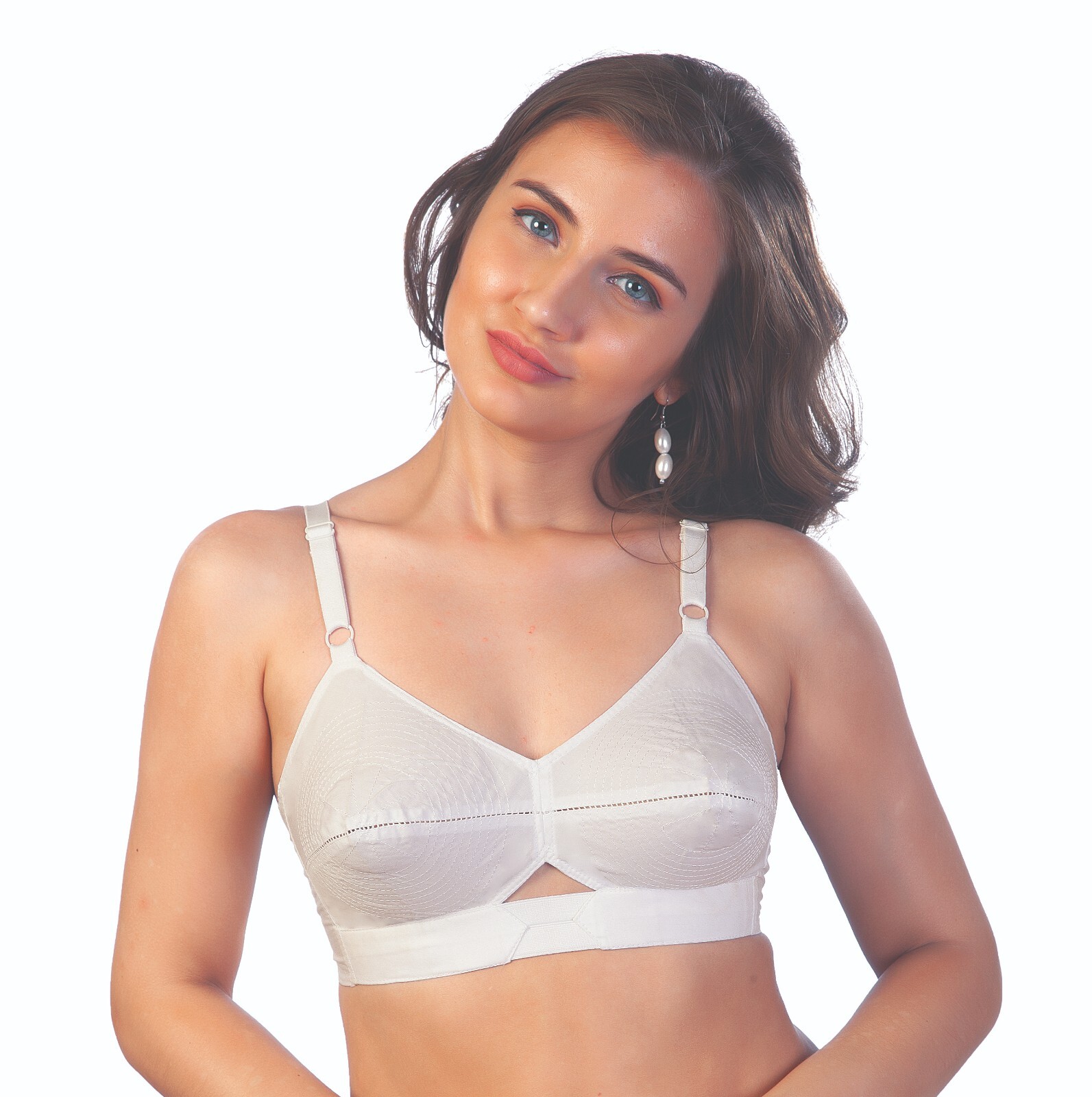 Padded Bullet Bra Organic Cotton – Vintage Retro Bra (Plus Size Available) White