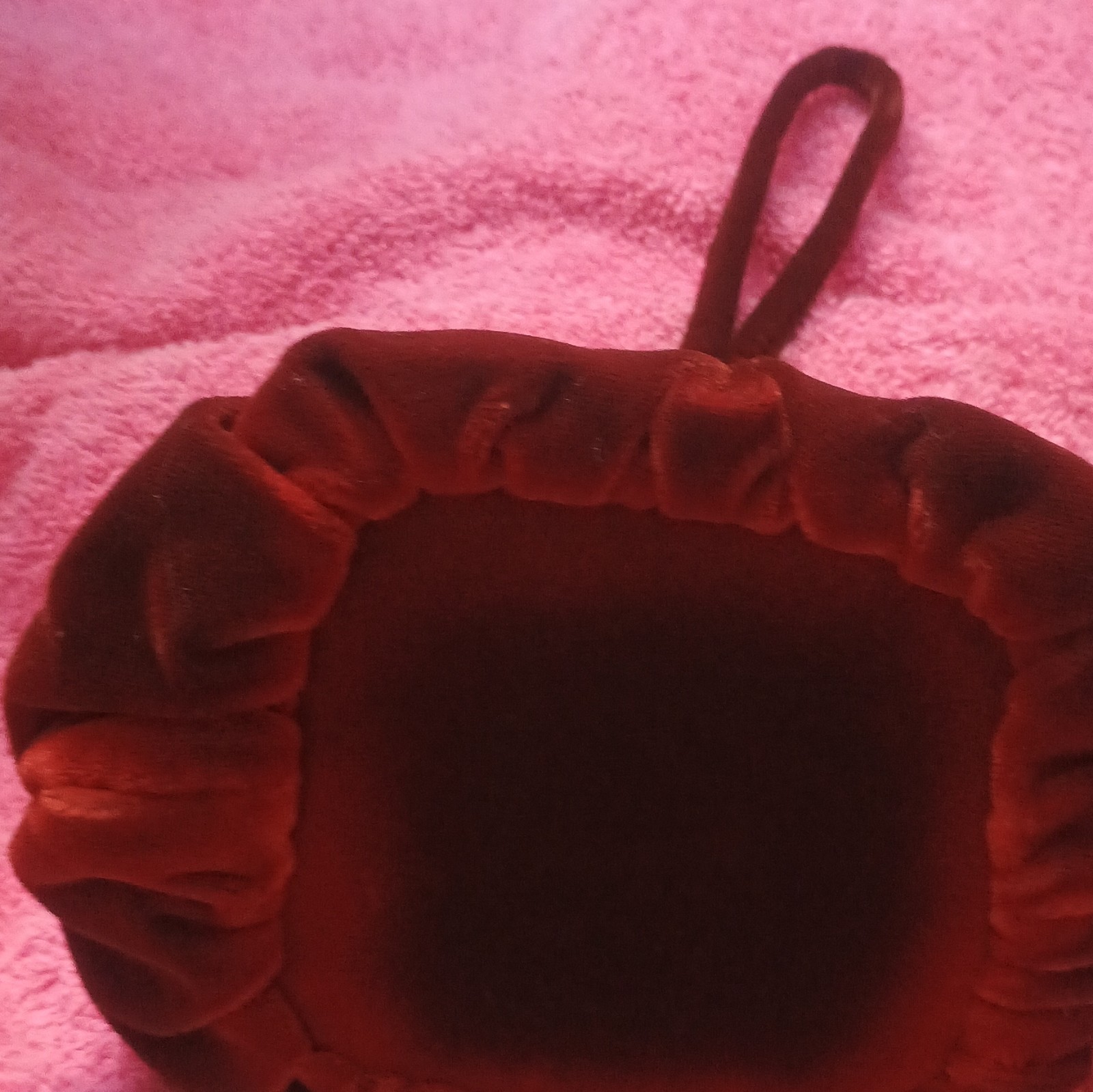 Burgundy Velvet Drawstring Coin Purse with Metal Frame Closure Victorian