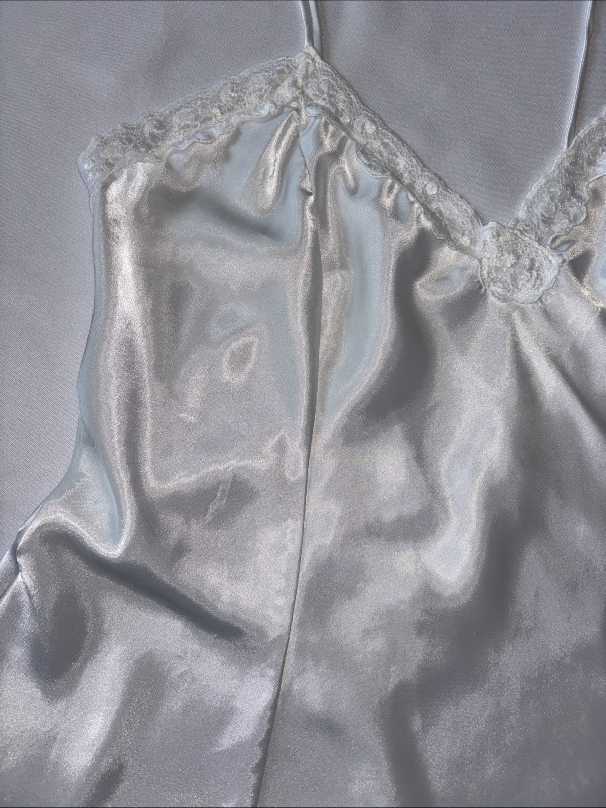 Vintage Gilligan & O’Malley Satin Lace Slip Nightgown White Large 90s Y2K Bridal