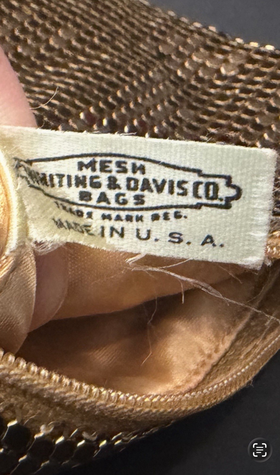 Vintage Purse 70s Mesh Whiting & Davis Copper Purse With Strap